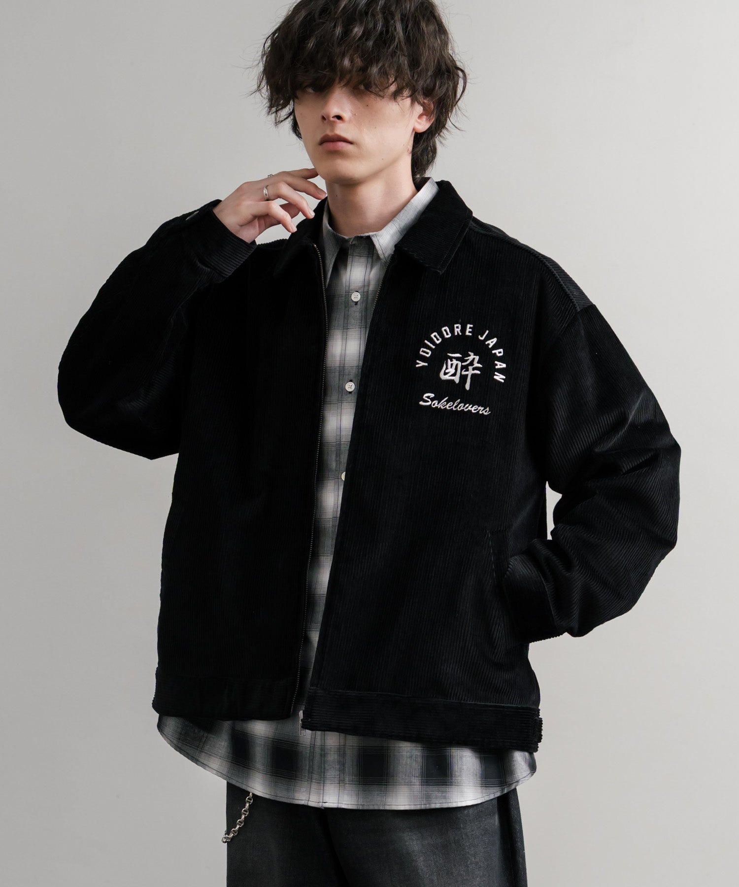 ロッキーモンロー Rocky Monroe コーデュロイジャケット YOIDORE 酔いどれ 刺繍 メンズ レディース ブルゾン ワーク カジュアル アメカジ 古着 オーバーサイズ リラックス 14891 （99.ブラック） 99.ブラック