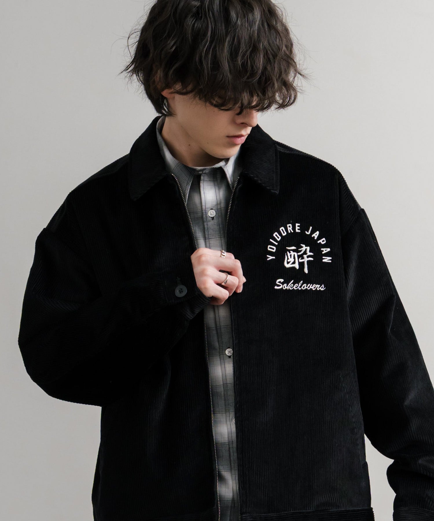 ロッキーモンロー Rocky Monroe コーデュロイジャケット YOIDORE 酔いどれ 刺繍 メンズ レディース ブルゾン ワーク カジュアル アメカジ 古着 オーバーサイズ リラックス 14891 （99.ブラック） 99.ブラック