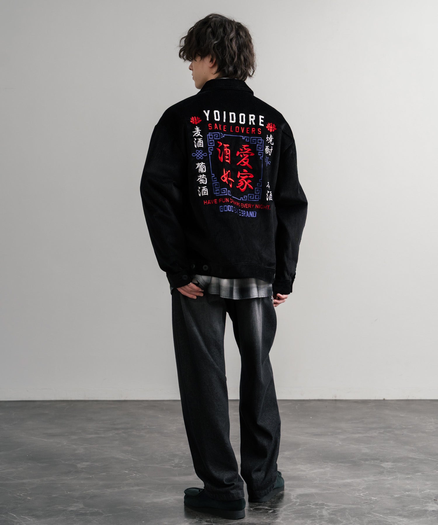 ロッキーモンロー Rocky Monroe コーデュロイジャケット YOIDORE 酔いどれ 刺繍 メンズ レディース ブルゾン ワーク カジュアル アメカジ 古着 オーバーサイズ リラックス 14891 （99.ブラック） 99.ブラック