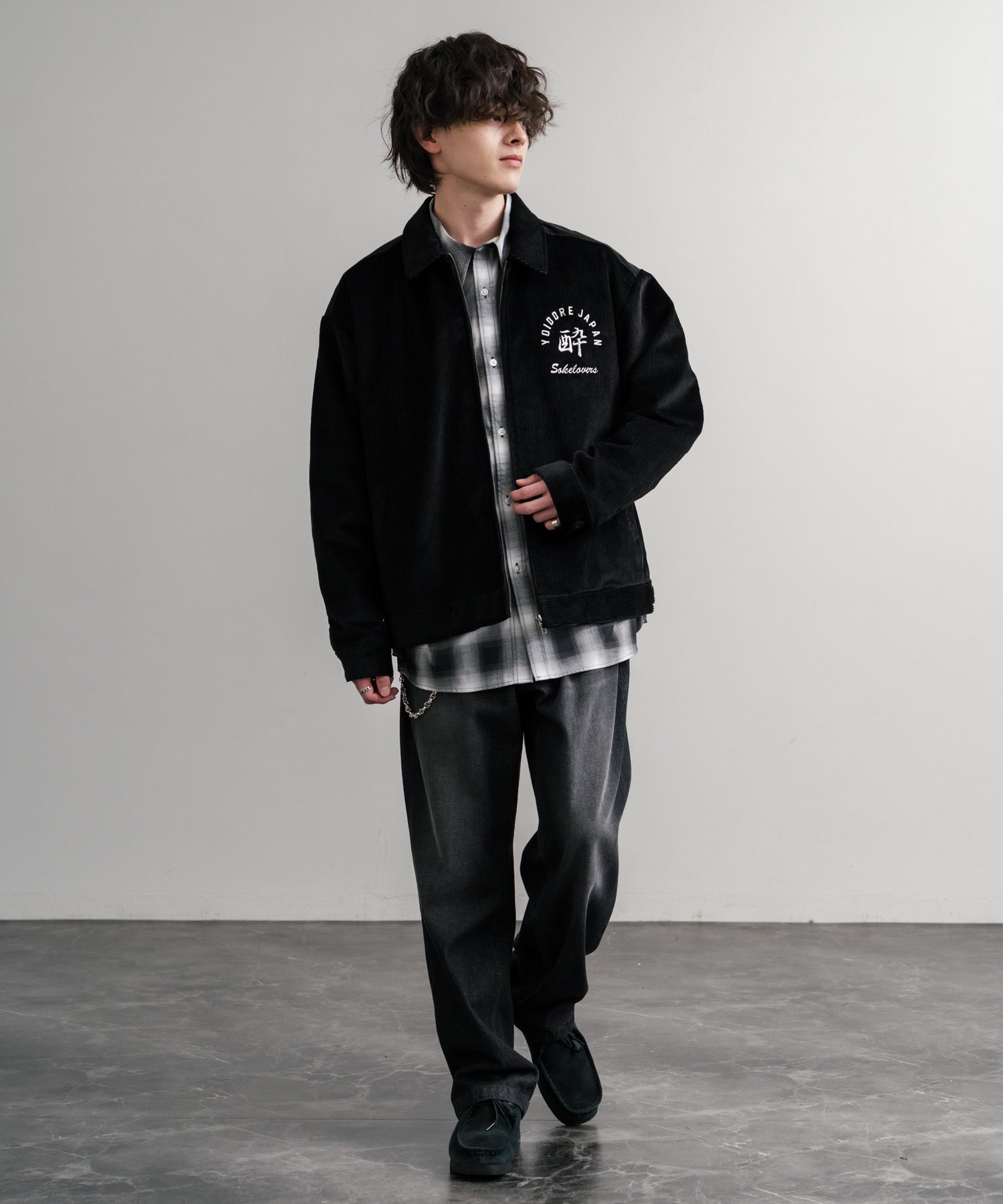 ロッキーモンロー Rocky Monroe コーデュロイジャケット YOIDORE 酔いどれ 刺繍 メンズ レディース ブルゾン ワーク カジュアル アメカジ 古着 オーバーサイズ リラックス 14891 （99.ブラック） 99.ブラック