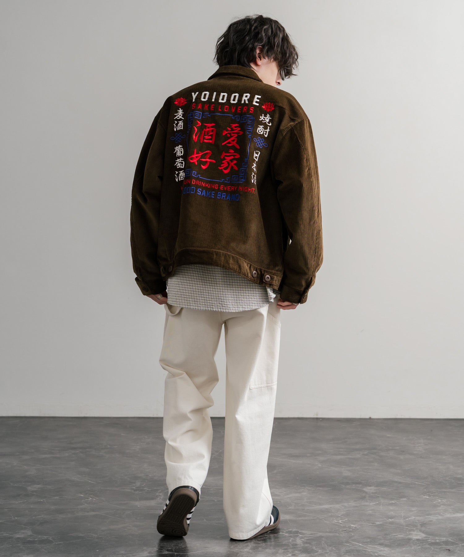 ロッキーモンロー Rocky Monroe コーデュロイジャケット YOIDORE 酔いどれ 刺繍 メンズ レディース ブルゾン ワーク カジュアル アメカジ 古着 オーバーサイズ リラックス 14891 （99.ブラック） 99.ブラック