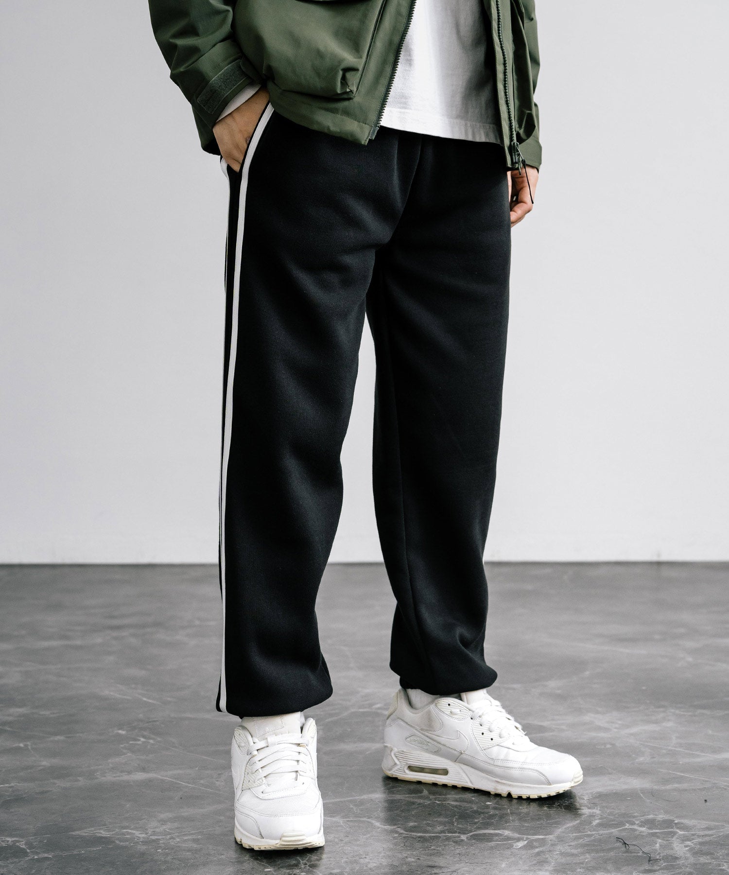 ロッキーモンロー Rocky Monroe スウェットパンツ ジョガー 裏起毛 メンズ レディース バルーン ライン イージー 暖パン 無地 リラックス ウエストゴム ベーシック コットンタッチ 14986 （4.ブラック） 4.ブラック