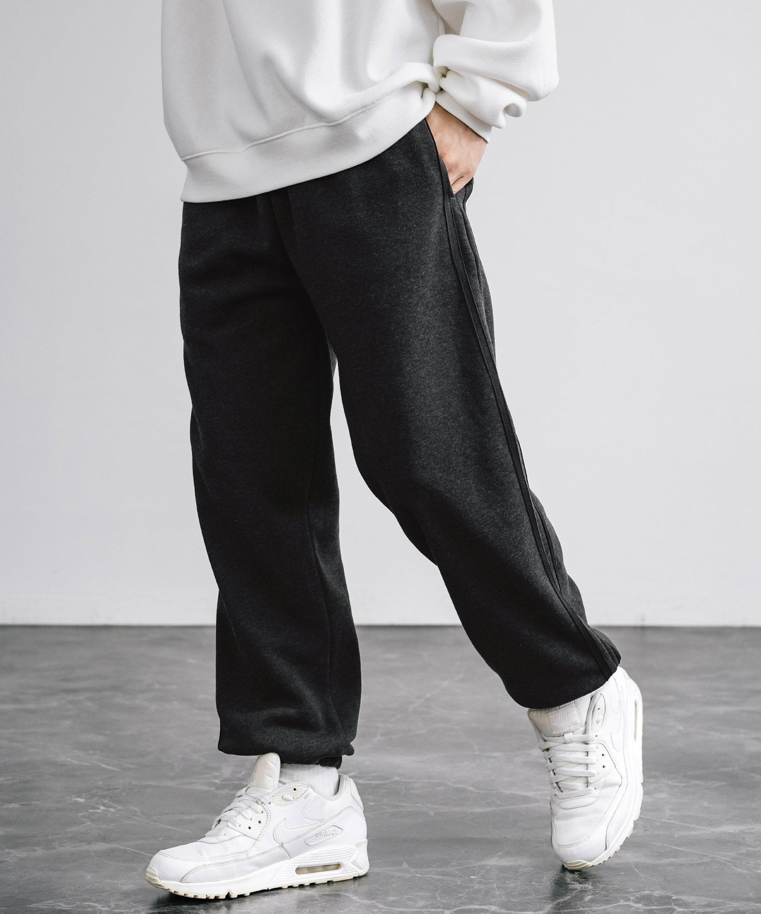 ロッキーモンロー Rocky Monroe スウェットパンツ ジョガー 裏起毛 メンズ レディース バルーン ライン イージー 暖パン 無地 リラックス ウエストゴム ベーシック コットンタッチ 14986 （4.ブラック） 4.ブラック