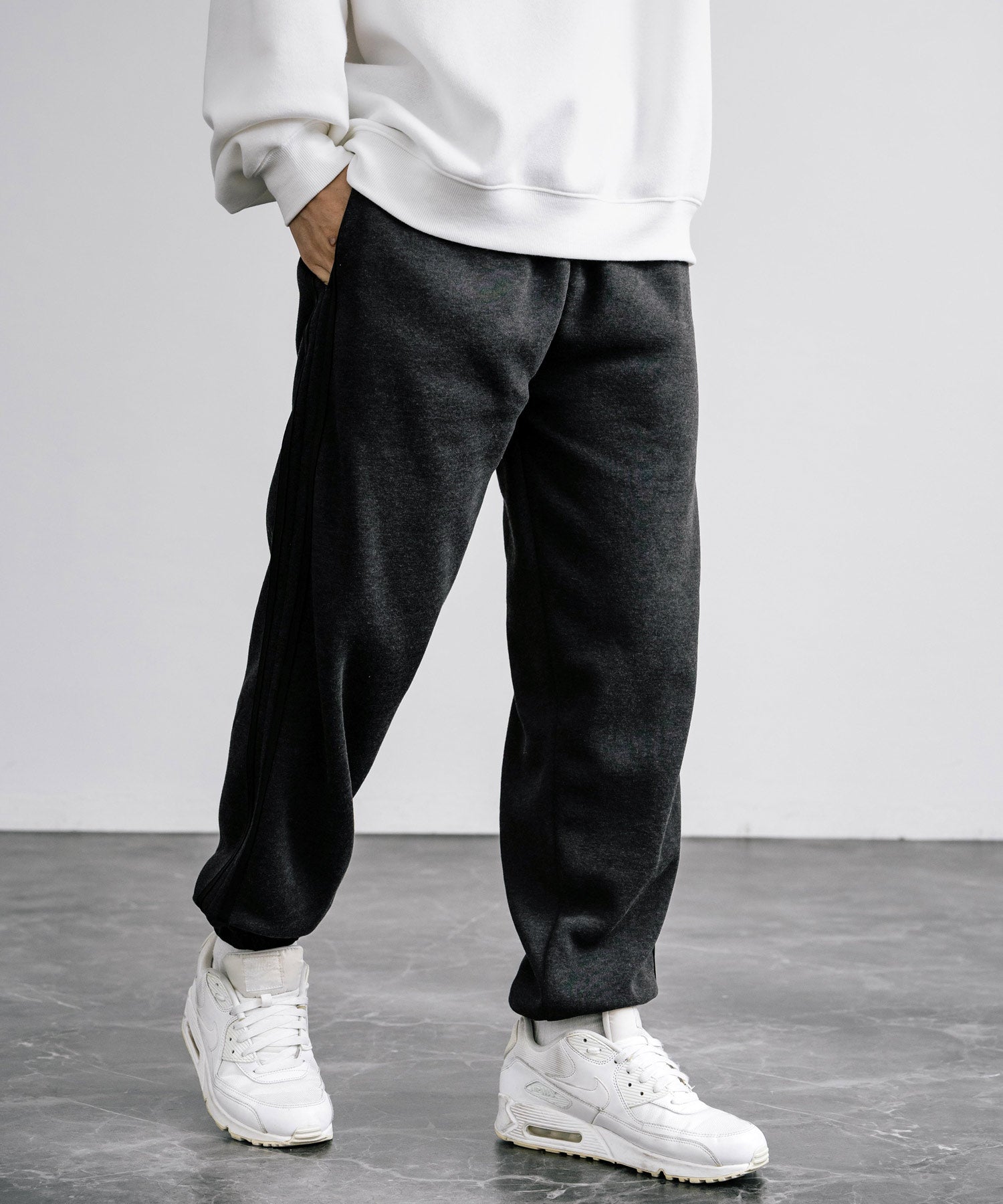 ロッキーモンロー Rocky Monroe スウェットパンツ ジョガー 裏起毛 メンズ レディース バルーン ライン イージー 暖パン 無地 リラックス ウエストゴム ベーシック コットンタッチ 14986 （3.M/チャコール） 3.M/チャコール