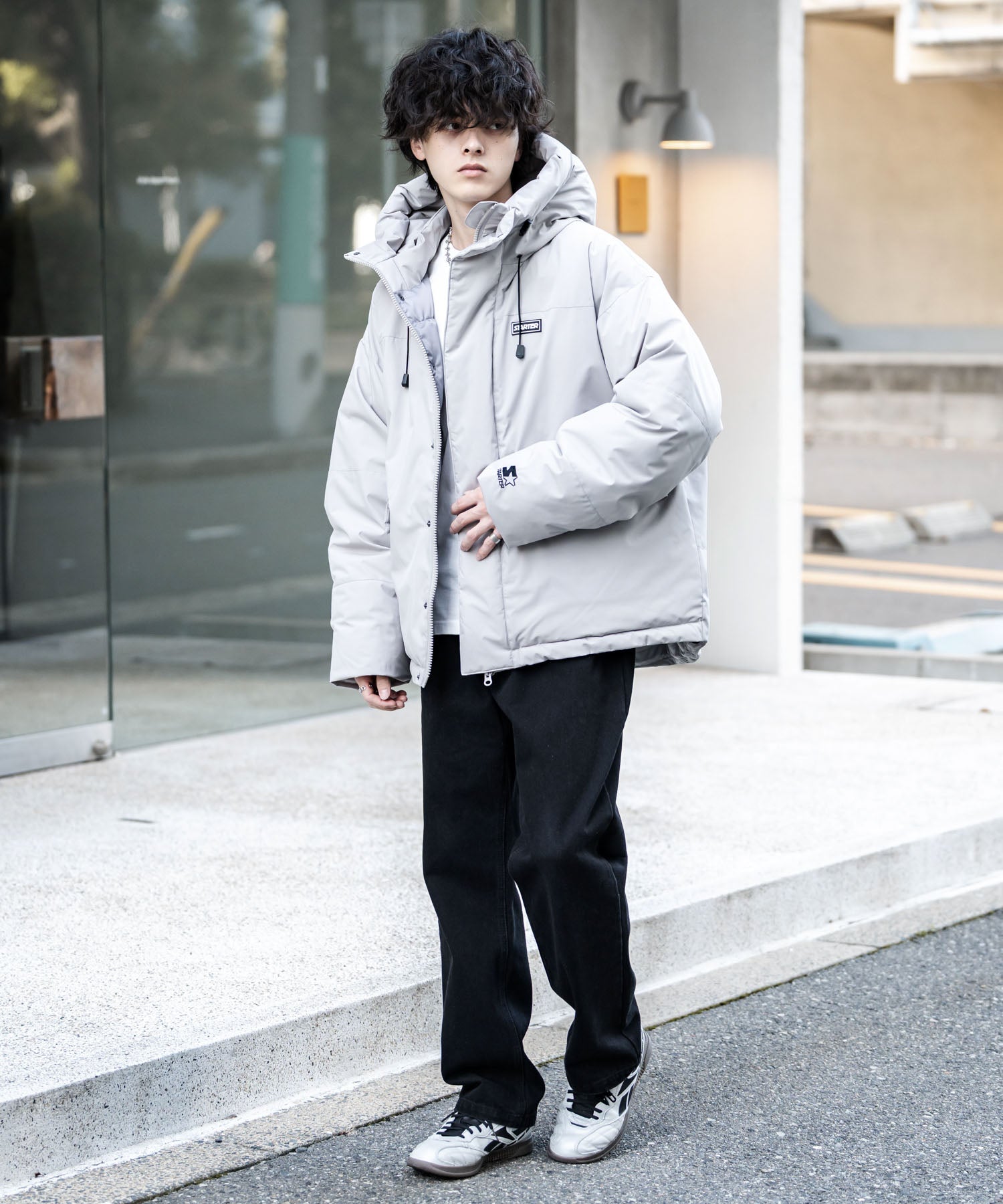 ロッキーモンロー Rocky Monroe ファイバーダウンジャケット 中綿 アウター フードジャケット メンズ レディース ブルゾン ロゴ 刺繍 STARTER BLACK LABEL 15013 （グレー） グレー