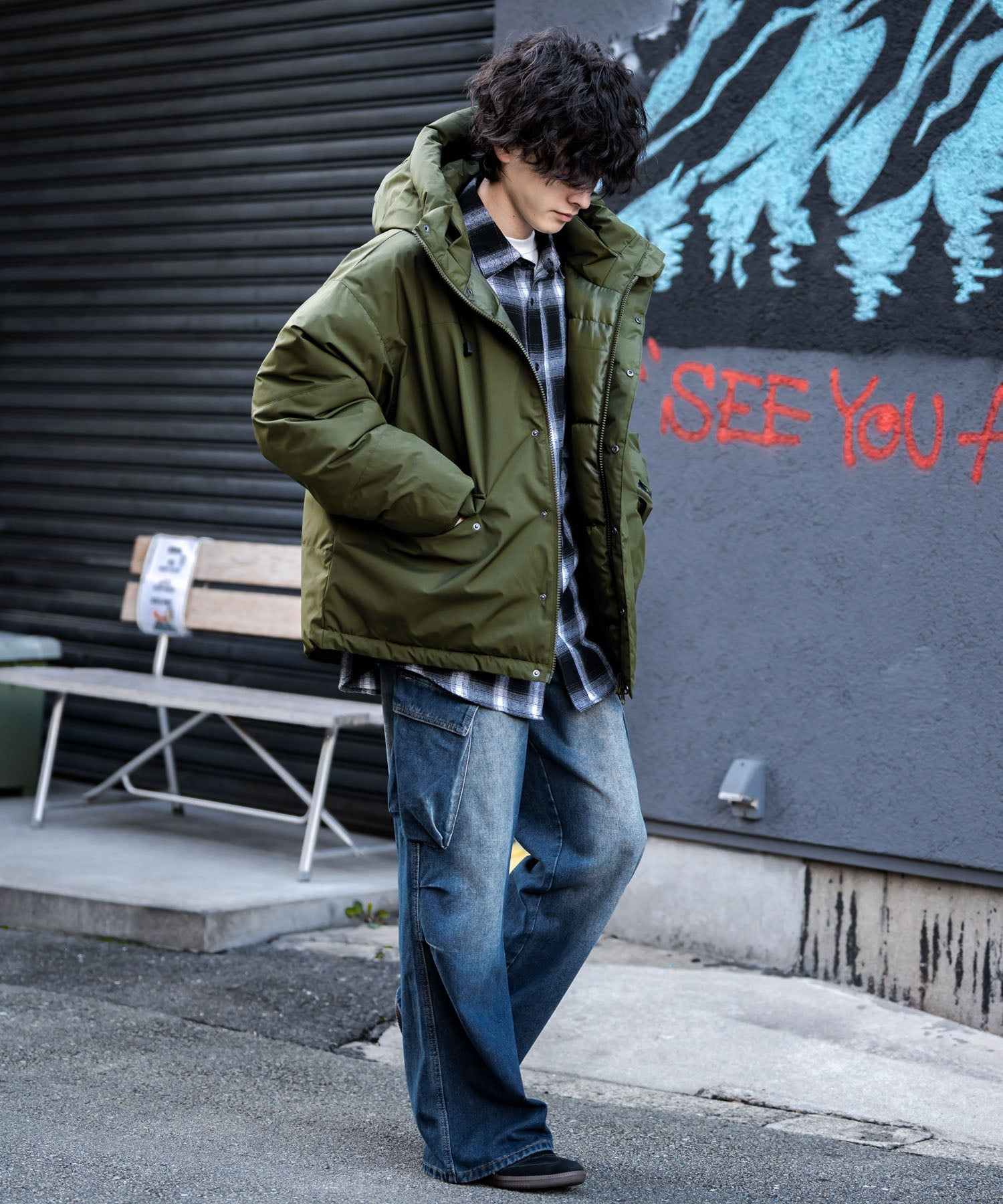 ロッキーモンロー Rocky Monroe ファイバーダウンジャケット 中綿 アウター フードジャケット メンズ レディース ブルゾン ロゴ 刺繍 STARTER BLACK LABEL 15013 （グレー） グレー