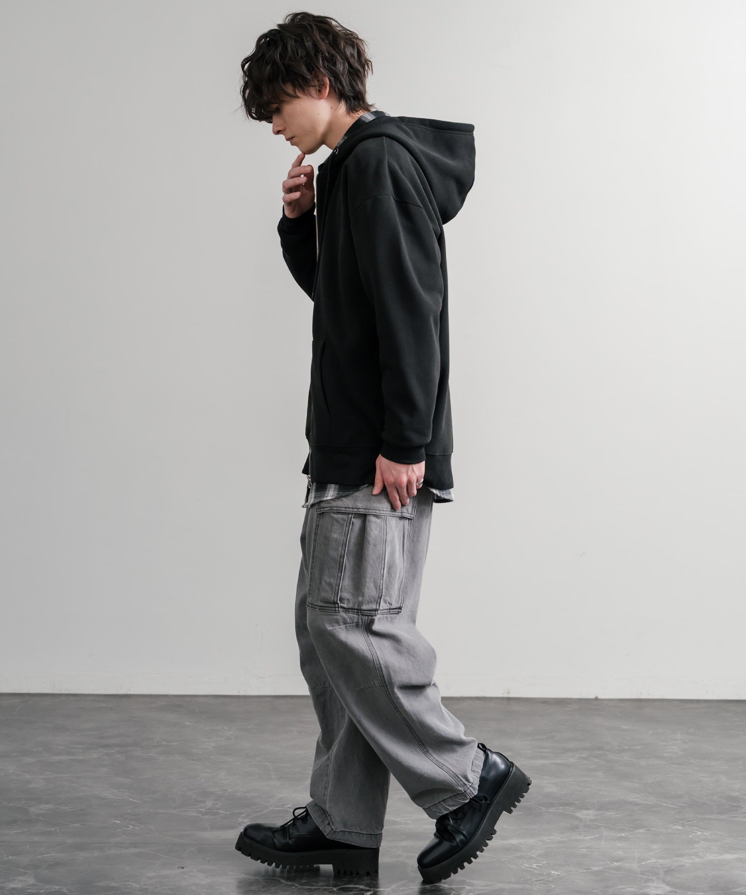 ロッキーモンロー Rocky Monroe パーカー フルジップ 裏起毛 メンズ レディース 無地 フーディー 綿タッチ オーバーサイズ ビッグシルエット ルーズ リラックス ルームウェア 14987 （4.ブラック） 4.ブラック