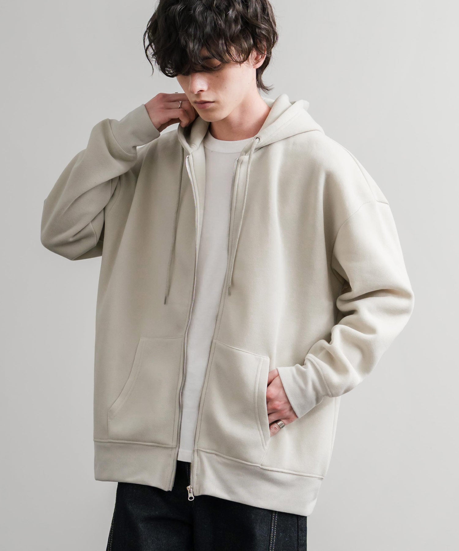 ロッキーモンロー Rocky Monroe パーカー フルジップ 裏起毛 メンズ レディース 無地 フーディー 綿タッチ オーバーサイズ ビッグシルエット ルーズ リラックス ルームウェア 14987 （4.ブラック） 4.ブラック