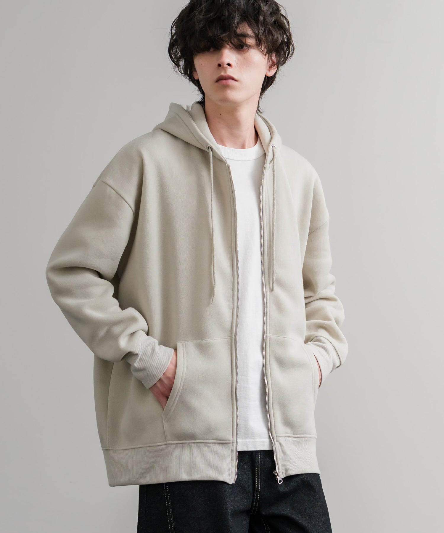 ロッキーモンロー Rocky Monroe パーカー フルジップ 裏起毛 メンズ レディース 無地 フーディー 綿タッチ オーバーサイズ ビッグシルエット ルーズ リラックス ルームウェア 14987 （4.ブラック） 4.ブラック