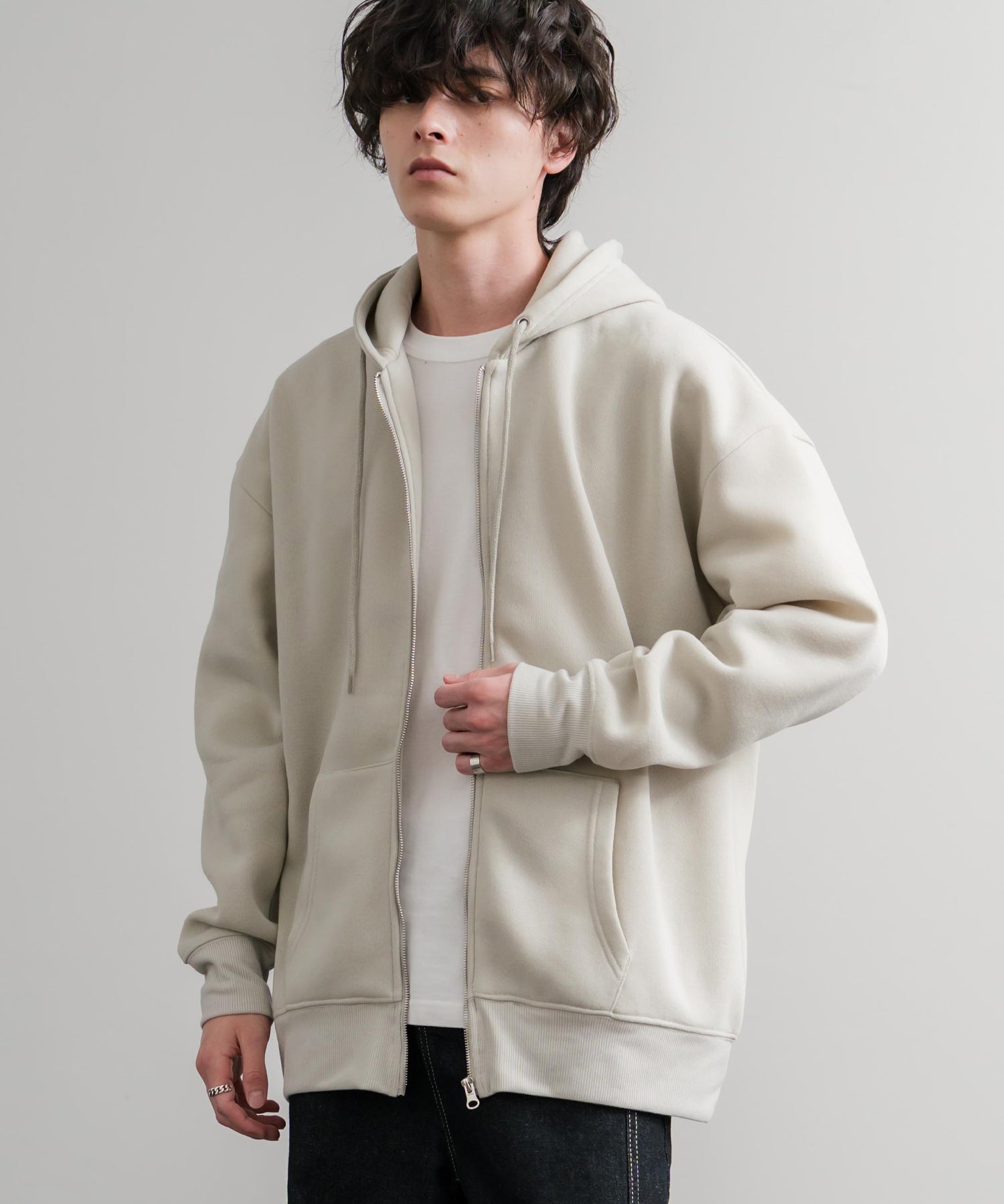 ロッキーモンロー Rocky Monroe パーカー フルジップ 裏起毛 メンズ レディース 無地 フーディー 綿タッチ オーバーサイズ ビッグシルエット ルーズ リラックス ルームウェア 14987 （4.ブラック） 4.ブラック