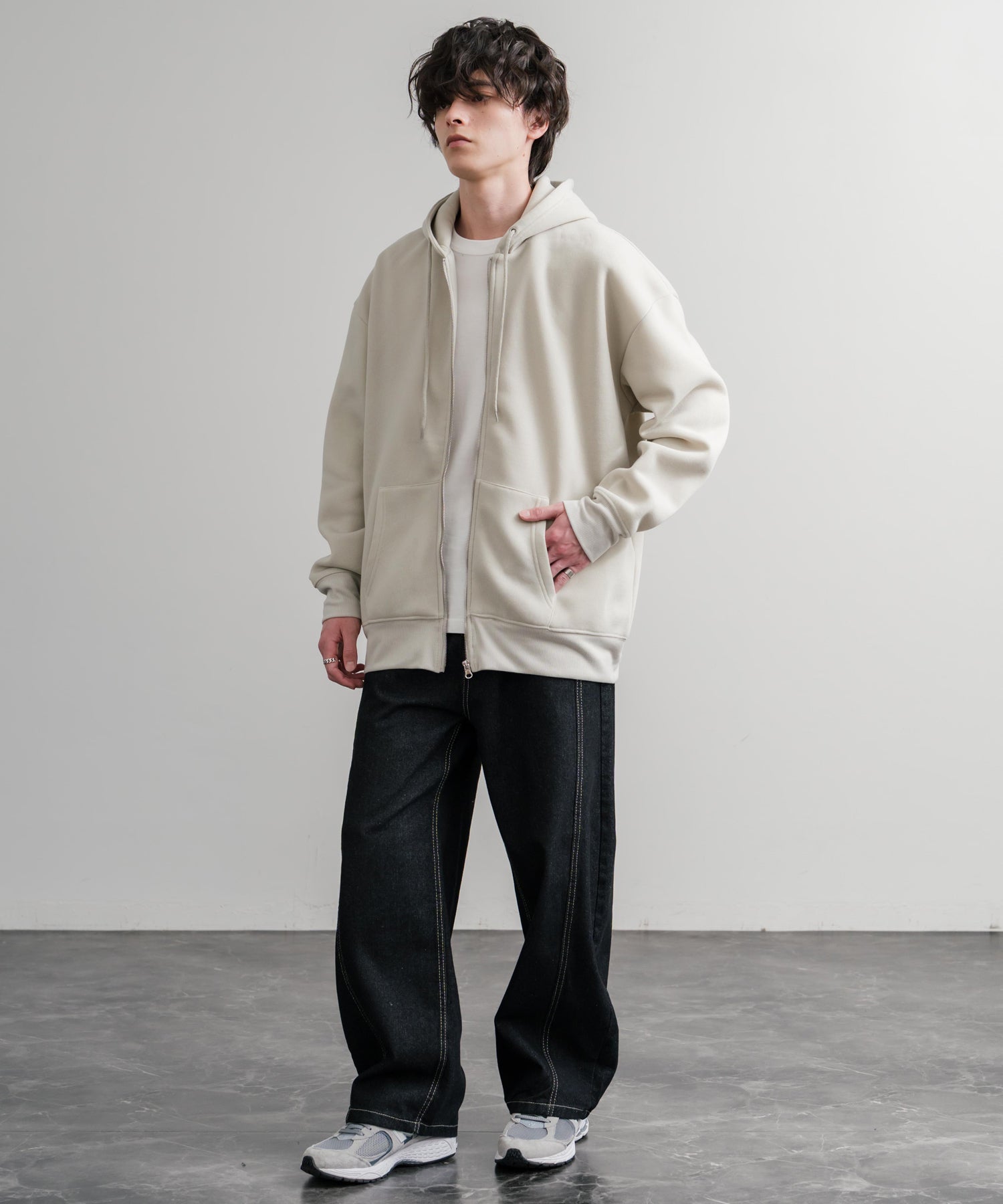 ロッキーモンロー Rocky Monroe パーカー フルジップ 裏起毛 メンズ レディース 無地 フーディー 綿タッチ オーバーサイズ ビッグシルエット ルーズ リラックス ルームウェア 14987 （4.ブラック） 4.ブラック