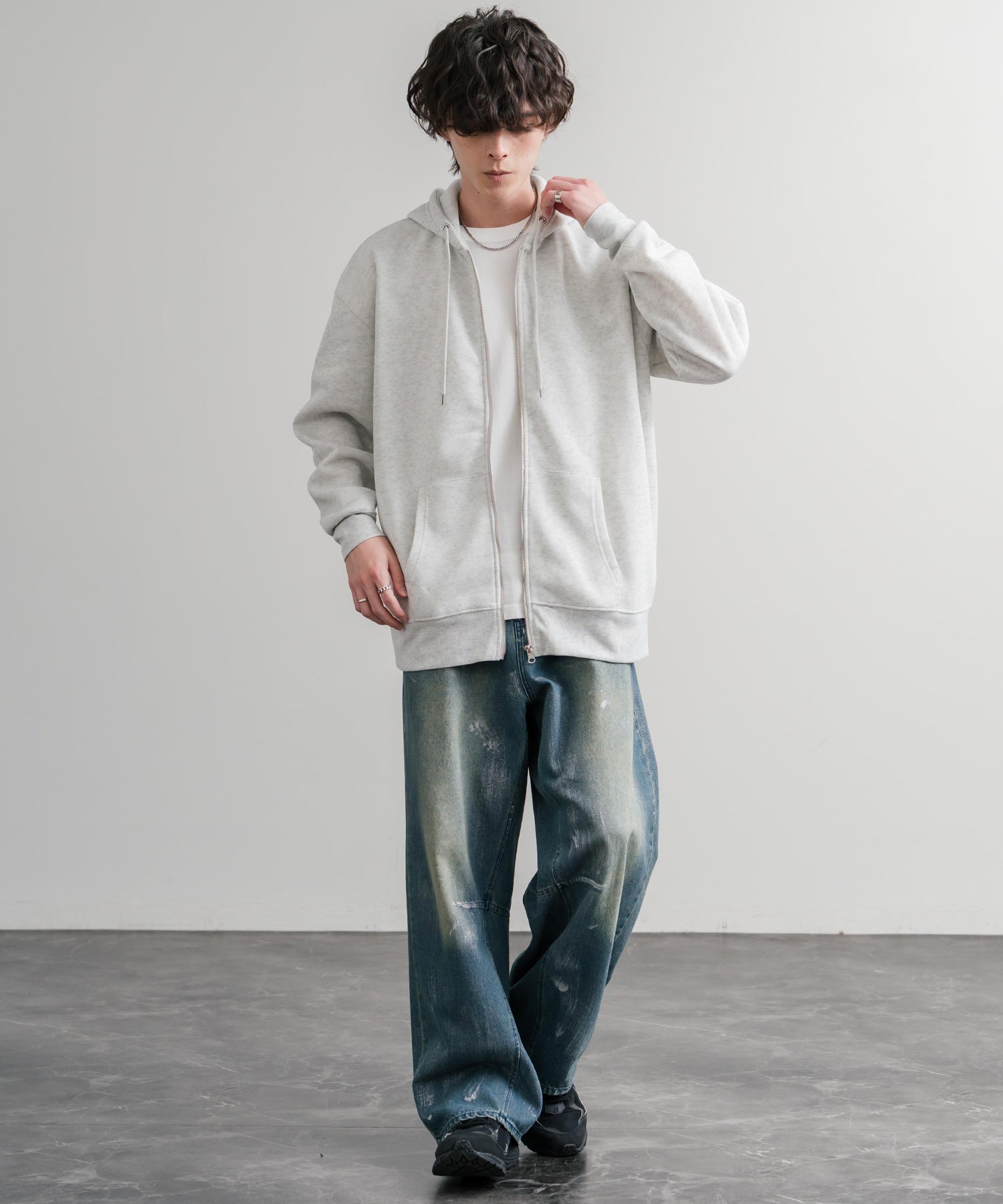 ロッキーモンロー Rocky Monroe パーカー フルジップ 裏起毛 メンズ レディース 無地 フーディー 綿タッチ オーバーサイズ ビッグシルエット ルーズ リラックス ルームウェア 14987 （4.ブラック） 4.ブラック