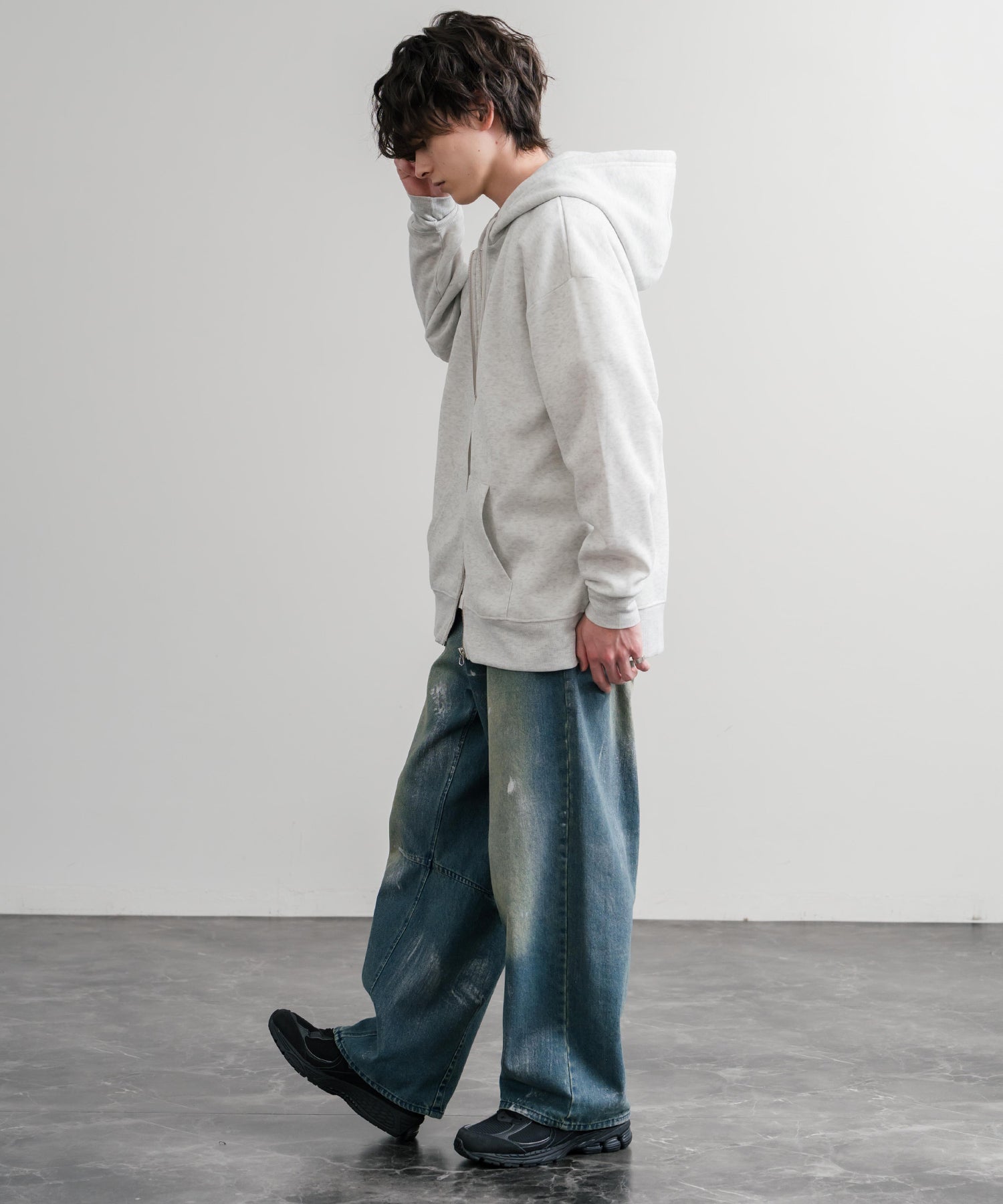 ロッキーモンロー Rocky Monroe パーカー フルジップ 裏起毛 メンズ レディース 無地 フーディー 綿タッチ オーバーサイズ ビッグシルエット ルーズ リラックス ルームウェア 14987 （4.ブラック） 4.ブラック