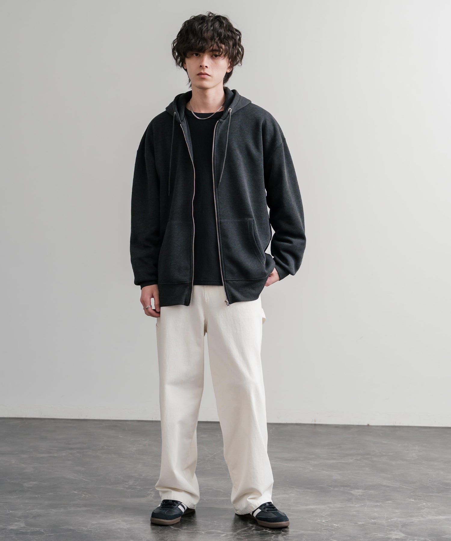 ロッキーモンロー Rocky Monroe パーカー フルジップ 裏起毛 メンズ レディース 無地 フーディー 綿タッチ オーバーサイズ ビッグシルエット ルーズ リラックス ルームウェア 14987 （4.ブラック） 4.ブラック