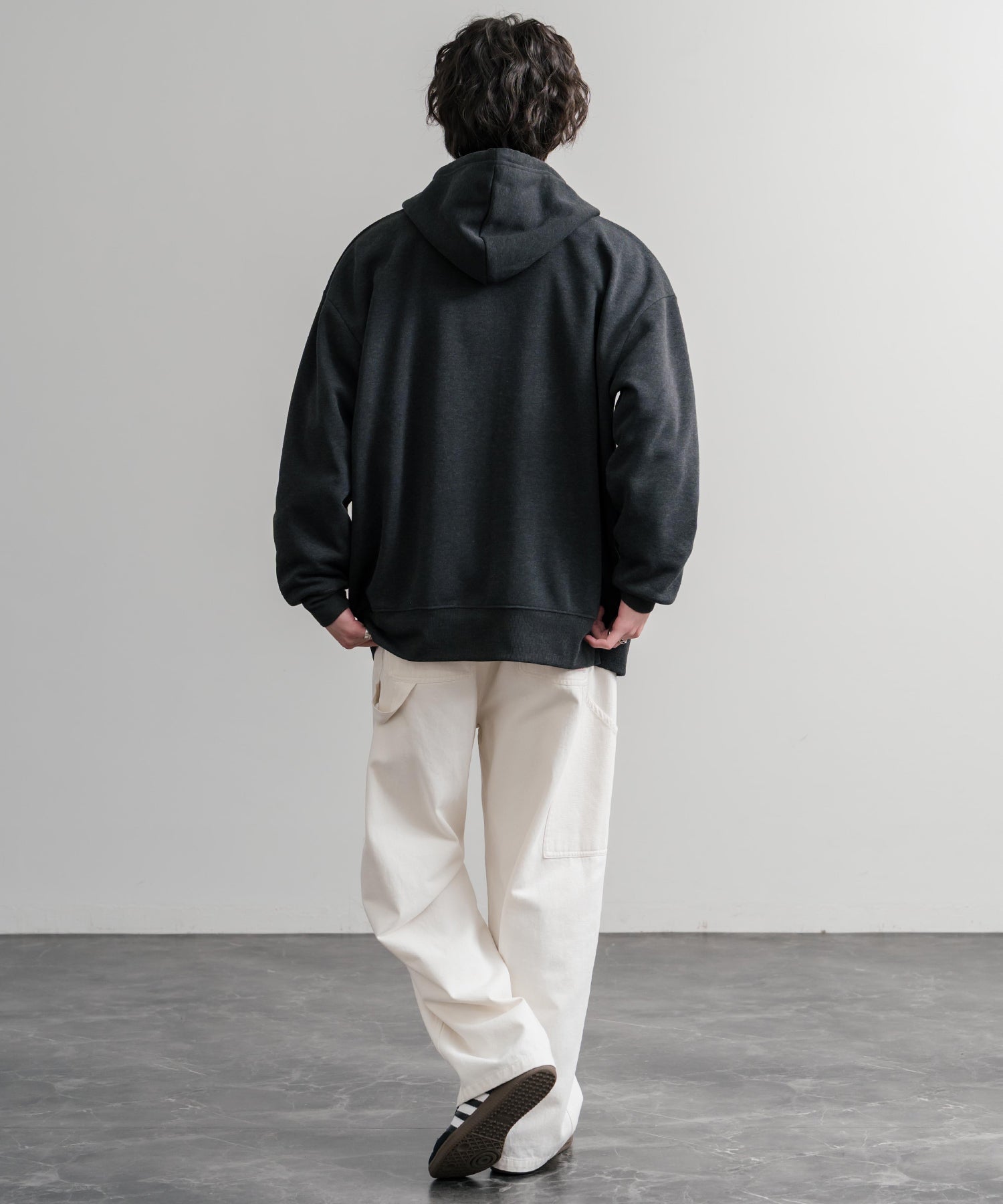 ロッキーモンロー Rocky Monroe パーカー フルジップ 裏起毛 メンズ レディース 無地 フーディー 綿タッチ オーバーサイズ ビッグシルエット ルーズ リラックス ルームウェア 14987 （4.ブラック） 4.ブラック