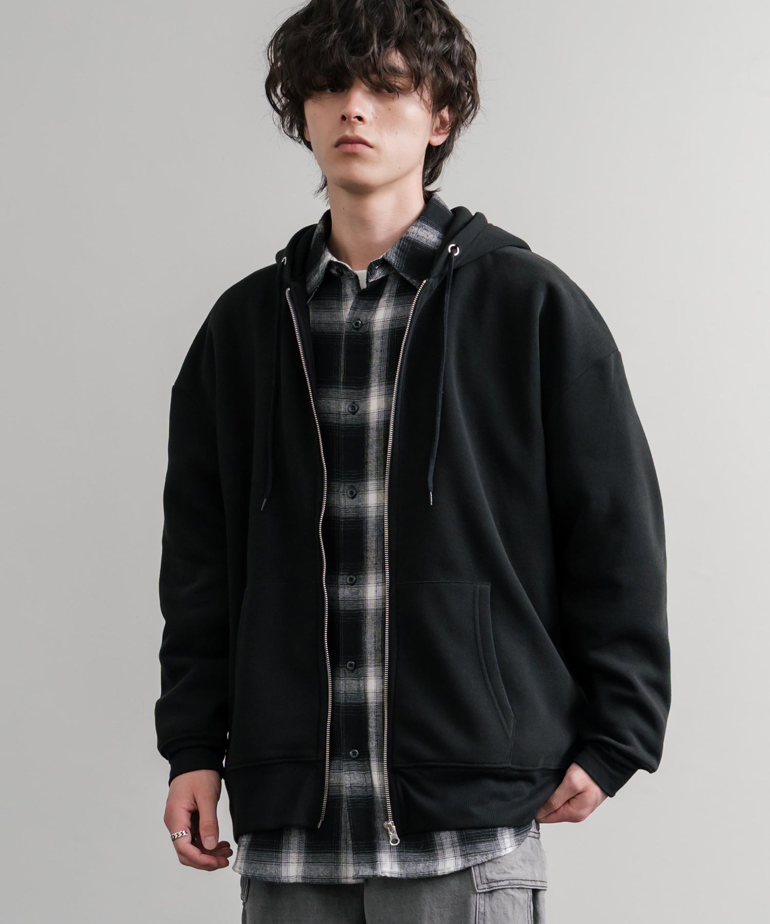 ロッキーモンロー Rocky Monroe パーカー フルジップ 裏起毛 メンズ レディース 無地 フーディー 綿タッチ オーバーサイズ ビッグシルエット ルーズ リラックス ルームウェア 14987 （1.G.ベージュ） 1.G.ベージュ