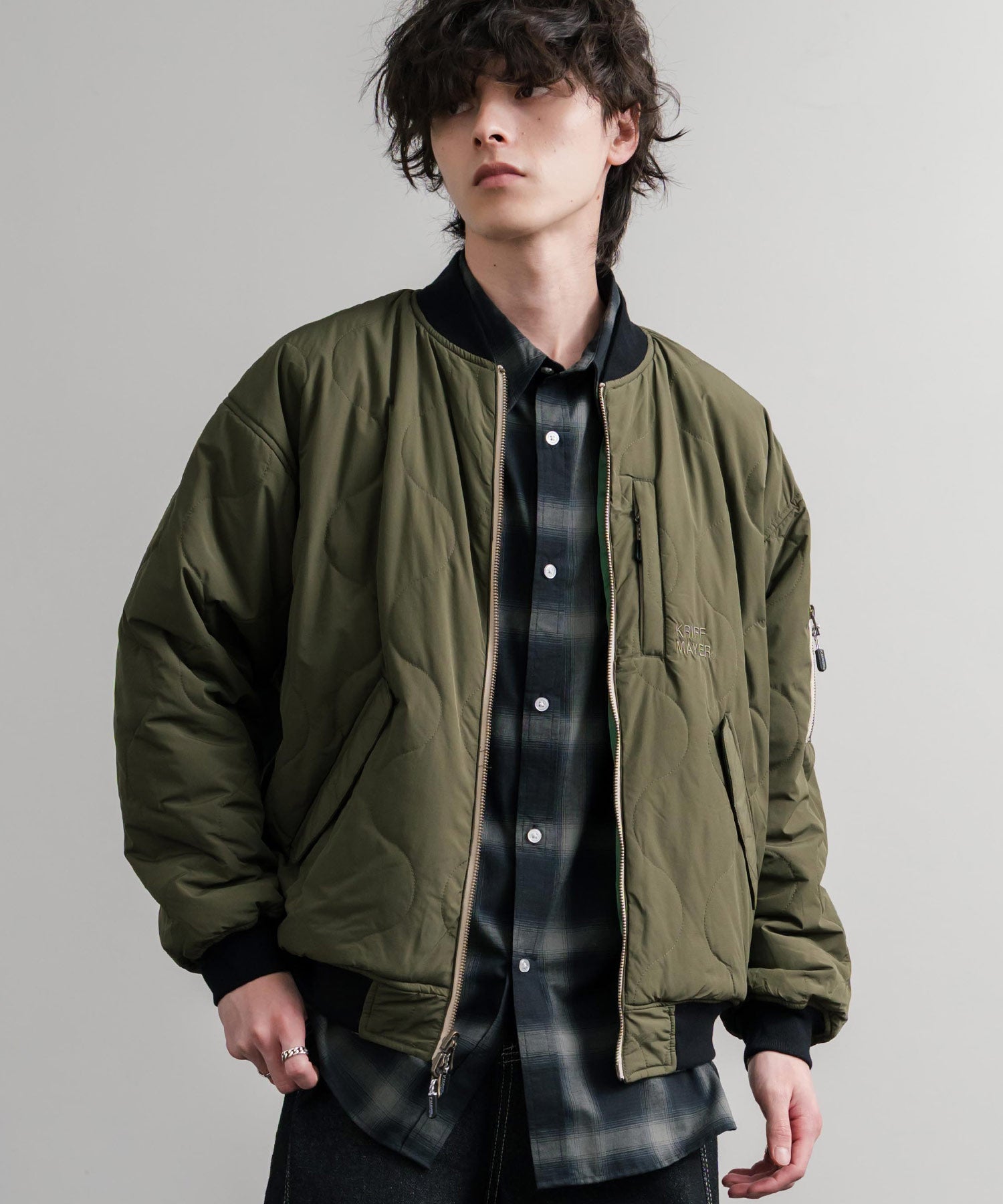 ロッキーモンロー Rocky Monroe スカジャン リバーシブル 2WAY MA-1 メンズ レディース 短丈 ショート丈 スーベニア 刺繍 虎 KRIFF MAYER 2515102 14883 （65.グリーン） 65.グリーン