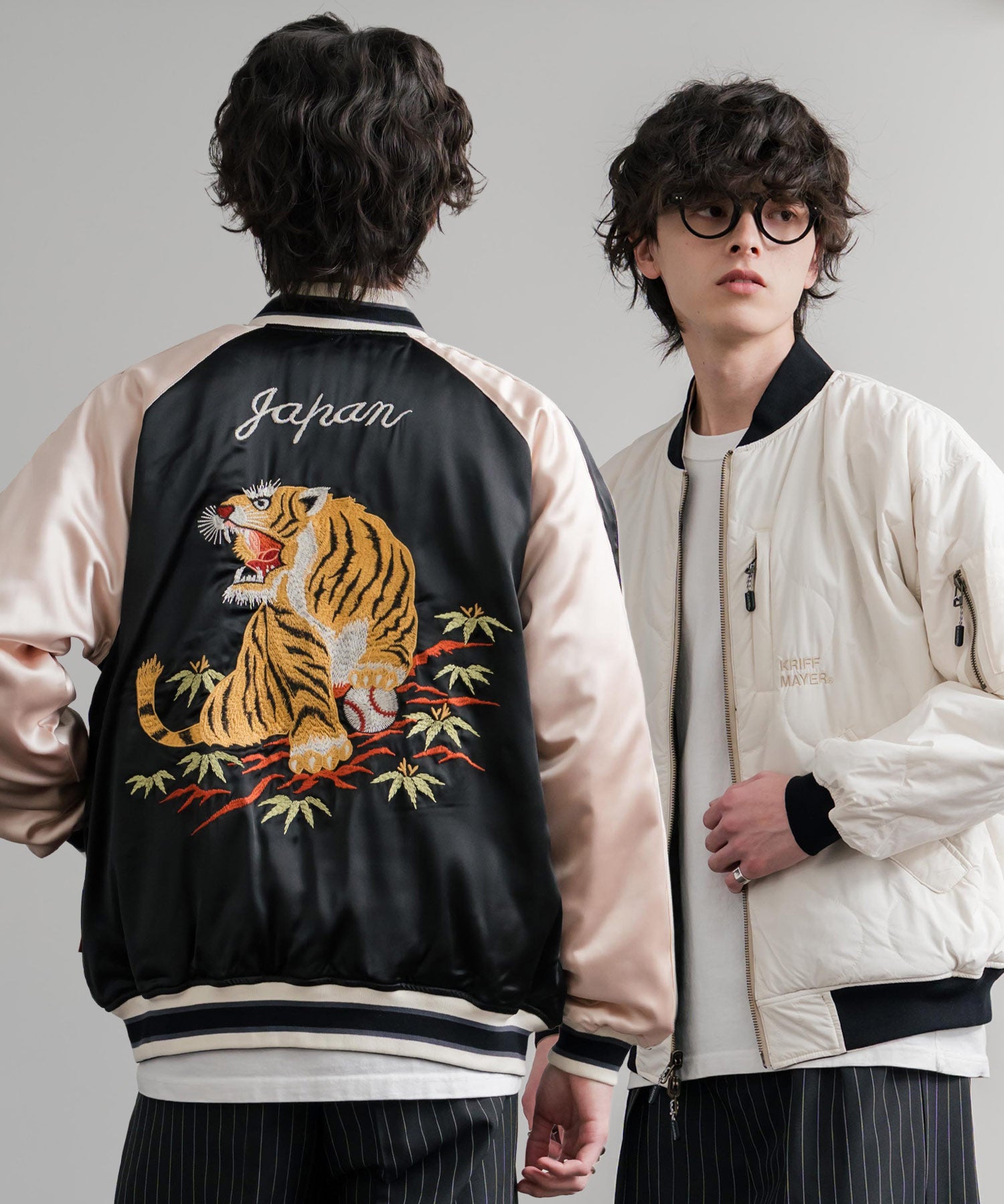 ロッキーモンロー Rocky Monroe スカジャン リバーシブル 2WAY MA-1 メンズ レディース 短丈 ショート丈 スーベニア 刺繍 虎 KRIFF MAYER 2515102 14883 （65.グリーン） 65.グリーン