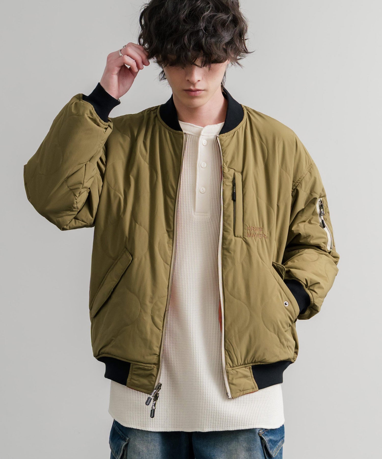 ロッキーモンロー Rocky Monroe スカジャン リバーシブル 2WAY MA-1 メンズ レディース 短丈 ショート丈 スーベニア 刺繍 虎 KRIFF MAYER 2515102 14883 （65.グリーン） 65.グリーン