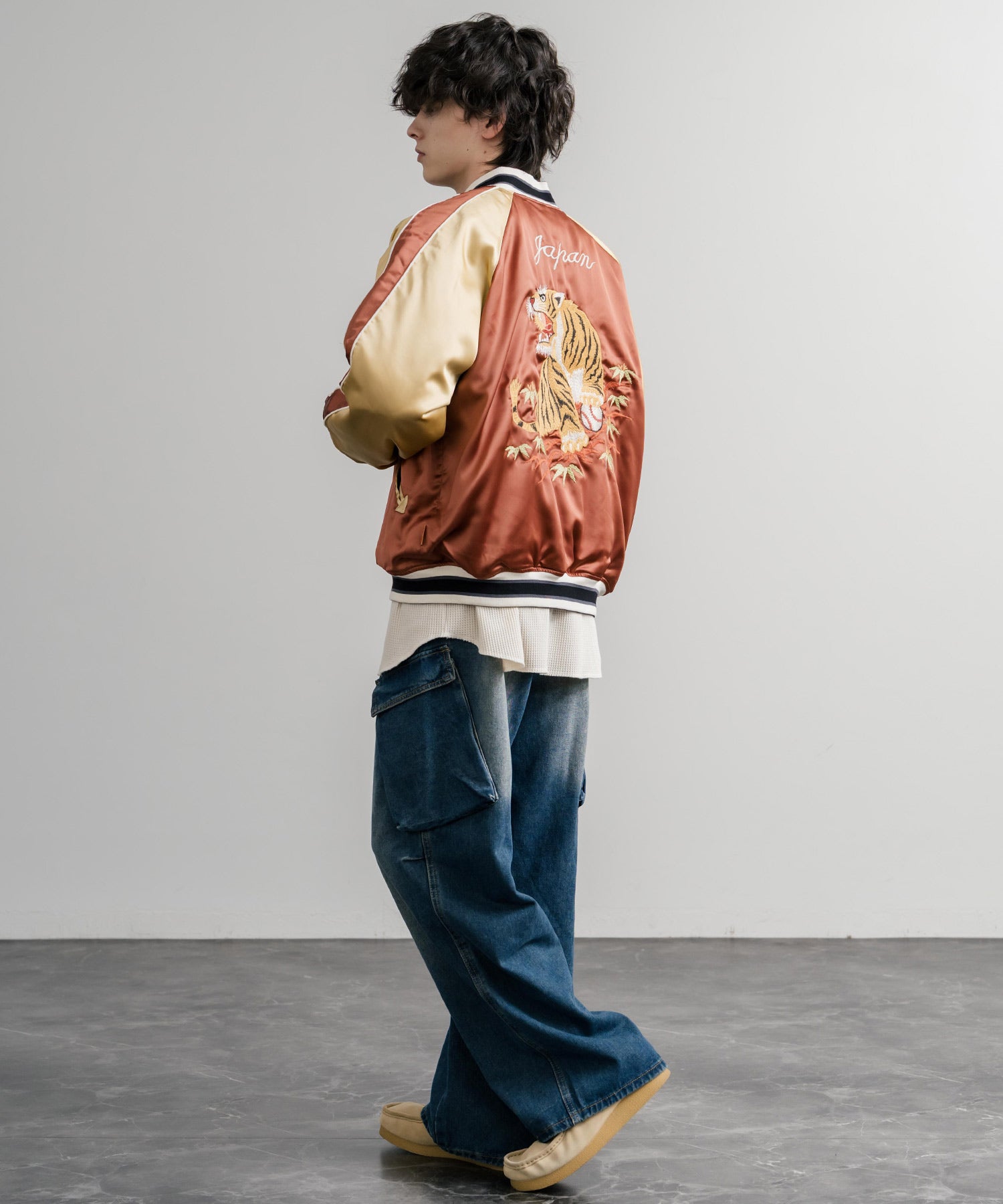 ロッキーモンロー Rocky Monroe スカジャン リバーシブル 2WAY MA-1 メンズ レディース 短丈 ショート丈 スーベニア 刺繍 虎 KRIFF MAYER 2515102 14883 （65.グリーン） 65.グリーン