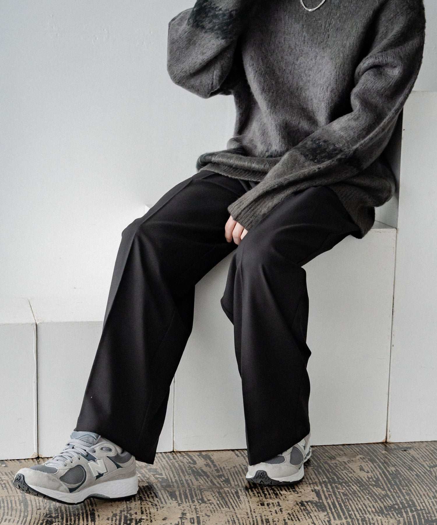 ロッキーモンロー Rocky Monroe ワイドスラックス セミワイド メンズ イージー ストレート 2タック ストレッチ センタープレス 無地 ピンストライプ リラックス ゆったり カジュアル 15248 （ブラウン） ブラウン