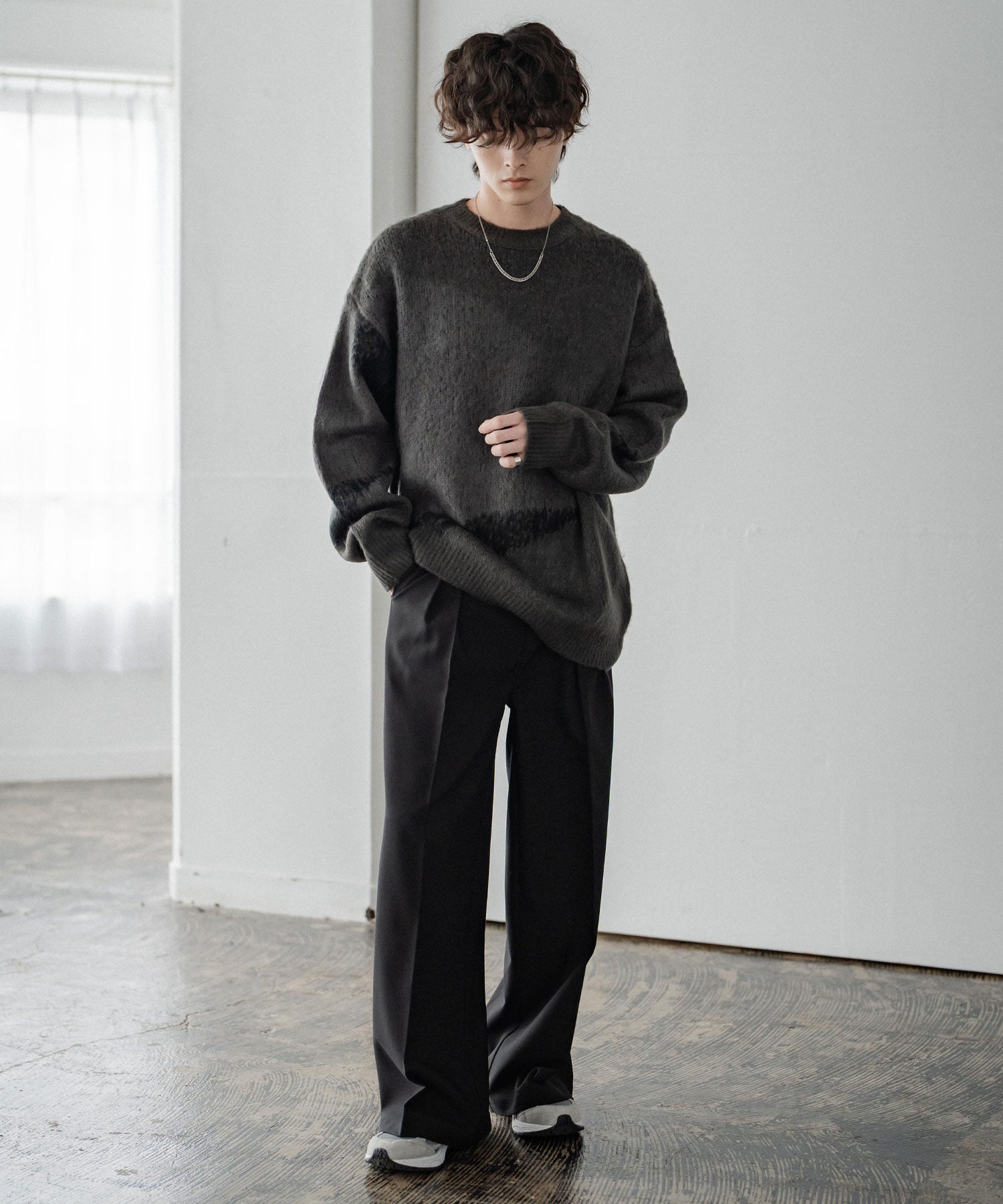 ロッキーモンロー Rocky Monroe ワイドスラックス セミワイド メンズ イージー ストレート 2タック ストレッチ センタープレス 無地 ピンストライプ リラックス ゆったり カジュアル 15248 （ブラウン） ブラウン