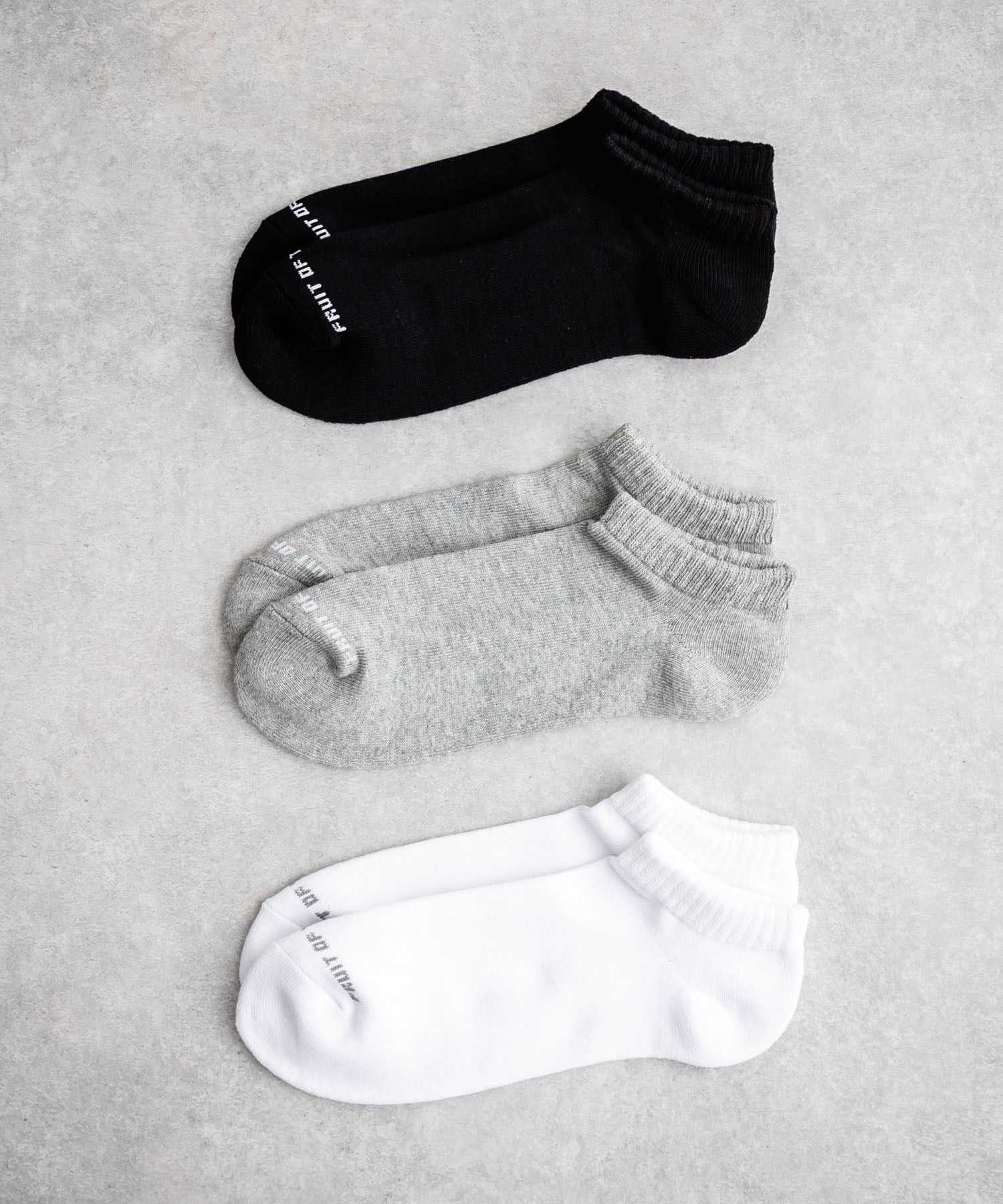 ロッキーモンロー Rocky Monroe スニーカーソックス 3足セット アソート メンズ レディース 靴下 アンクル丈 くるぶし ショート FRUIT OF THE LOOM 15463 （1.ホワイト） 1.ホワイト