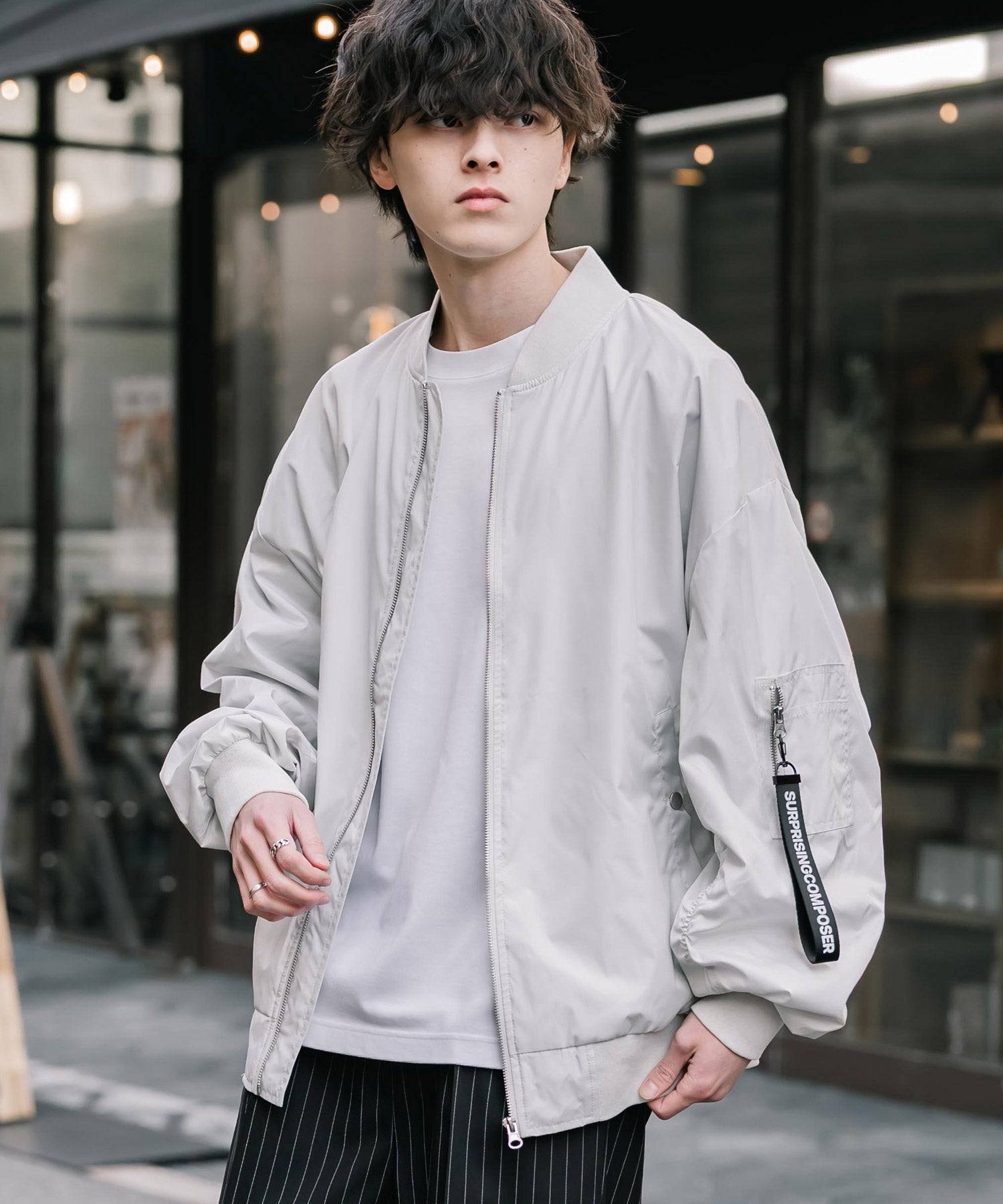 ロッキーモンロー Rocky Monroe MA-1 フライトジャケット ブルゾン 新色追加 メンズ レディース ライトアウター オーバーサイズ バルーンスリーブ 無地 撥水 DEWSPO 15293 （ホワイト） ホワイト