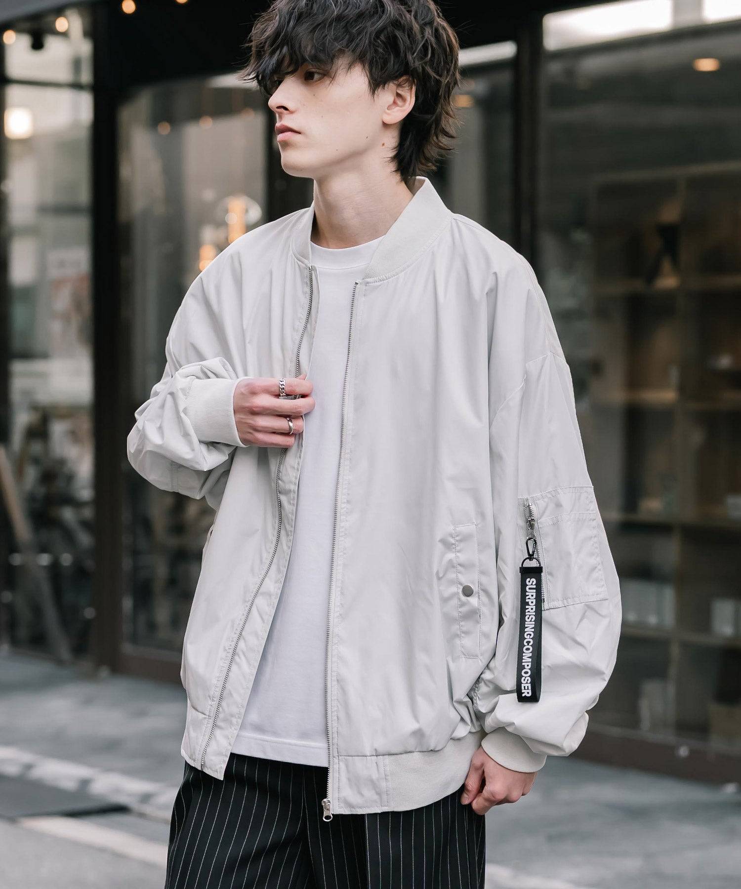 ロッキーモンロー Rocky Monroe MA-1 フライトジャケット ブルゾン 新色追加 メンズ レディース ライトアウター オーバーサイズ バルーンスリーブ 無地 撥水 DEWSPO 15293 （ホワイト） ホワイト