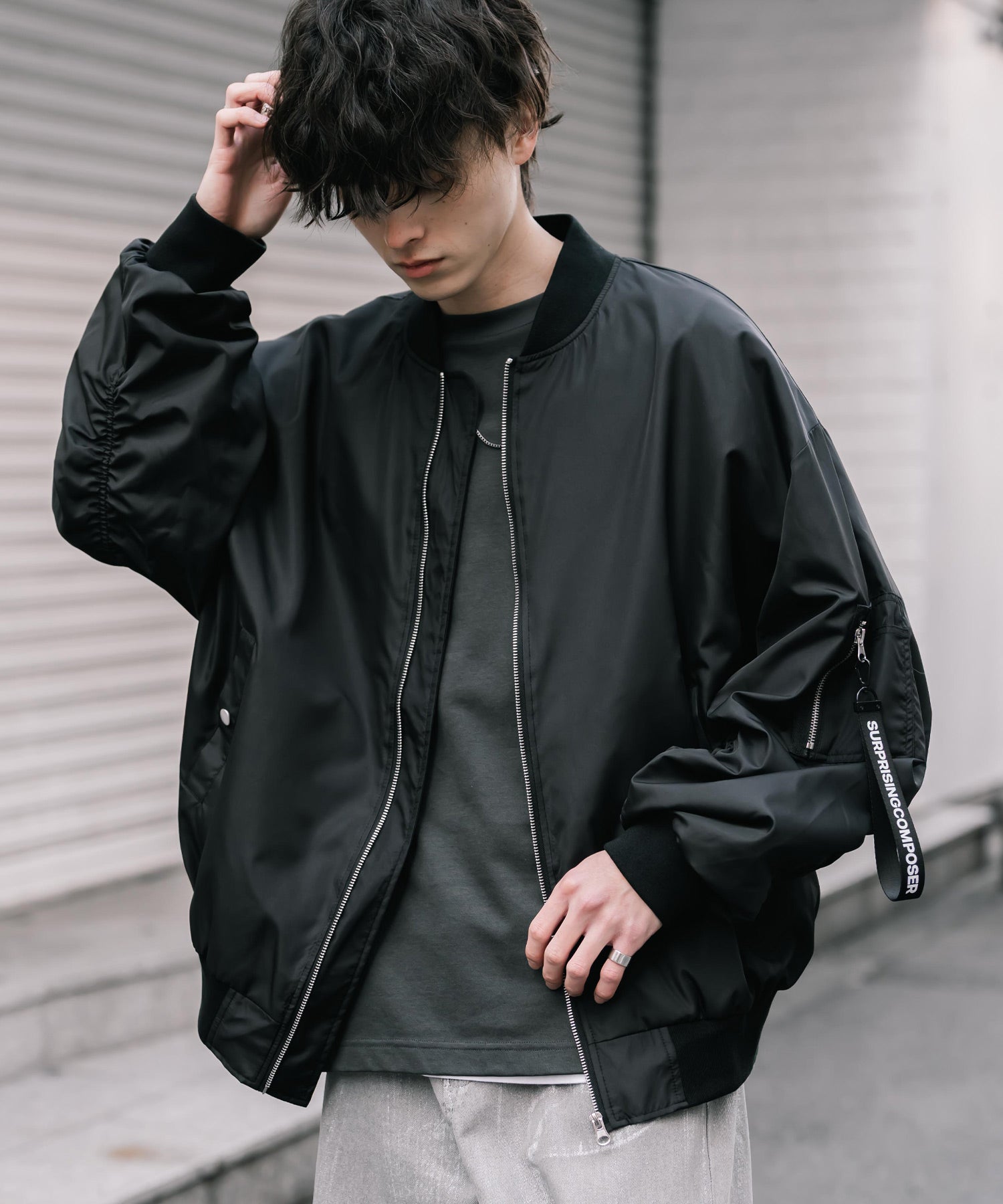 ロッキーモンロー Rocky Monroe MA-1 フライトジャケット ブルゾン 新色追加 メンズ レディース ライトアウター オーバーサイズ バルーンスリーブ 無地 撥水 DEWSPO 15293 （ホワイト） ホワイト