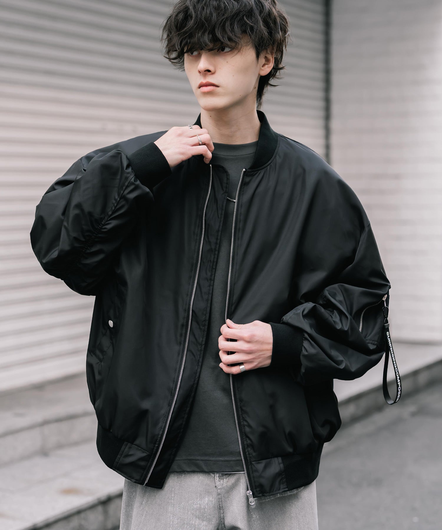 ロッキーモンロー Rocky Monroe MA-1 フライトジャケット ブルゾン 新色追加 メンズ レディース ライトアウター オーバーサイズ バルーンスリーブ 無地 撥水 DEWSPO 15293 （ホワイト） ホワイト