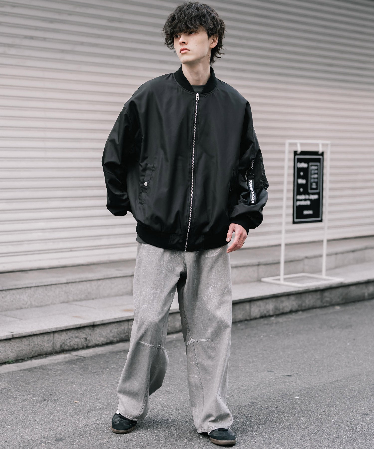 ロッキーモンロー Rocky Monroe MA-1 フライトジャケット ブルゾン 新色追加 メンズ レディース ライトアウター オーバーサイズ バルーンスリーブ 無地 撥水 DEWSPO 15293 （ホワイト） ホワイト