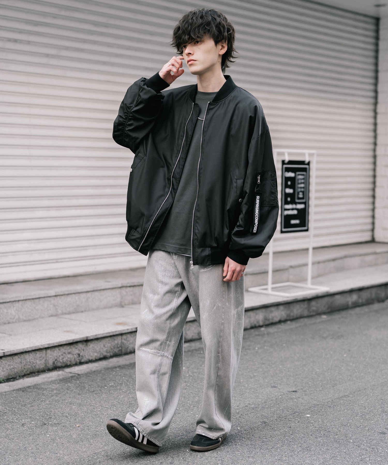 ロッキーモンロー Rocky Monroe MA-1 フライトジャケット ブルゾン 新色追加 メンズ レディース ライトアウター オーバーサイズ バルーンスリーブ 無地 撥水 DEWSPO 15293 （ホワイト） ホワイト