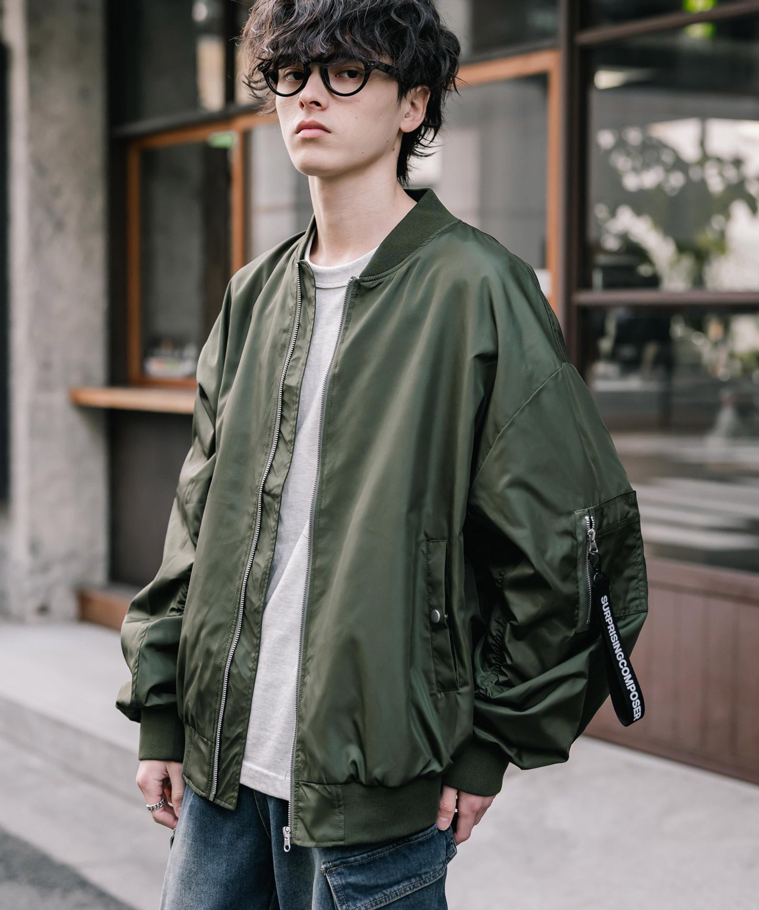 ロッキーモンロー Rocky Monroe MA-1 フライトジャケット ブルゾン 新色追加 メンズ レディース ライトアウター オーバーサイズ バルーンスリーブ 無地 撥水 DEWSPO 15293 （ホワイト） ホワイト