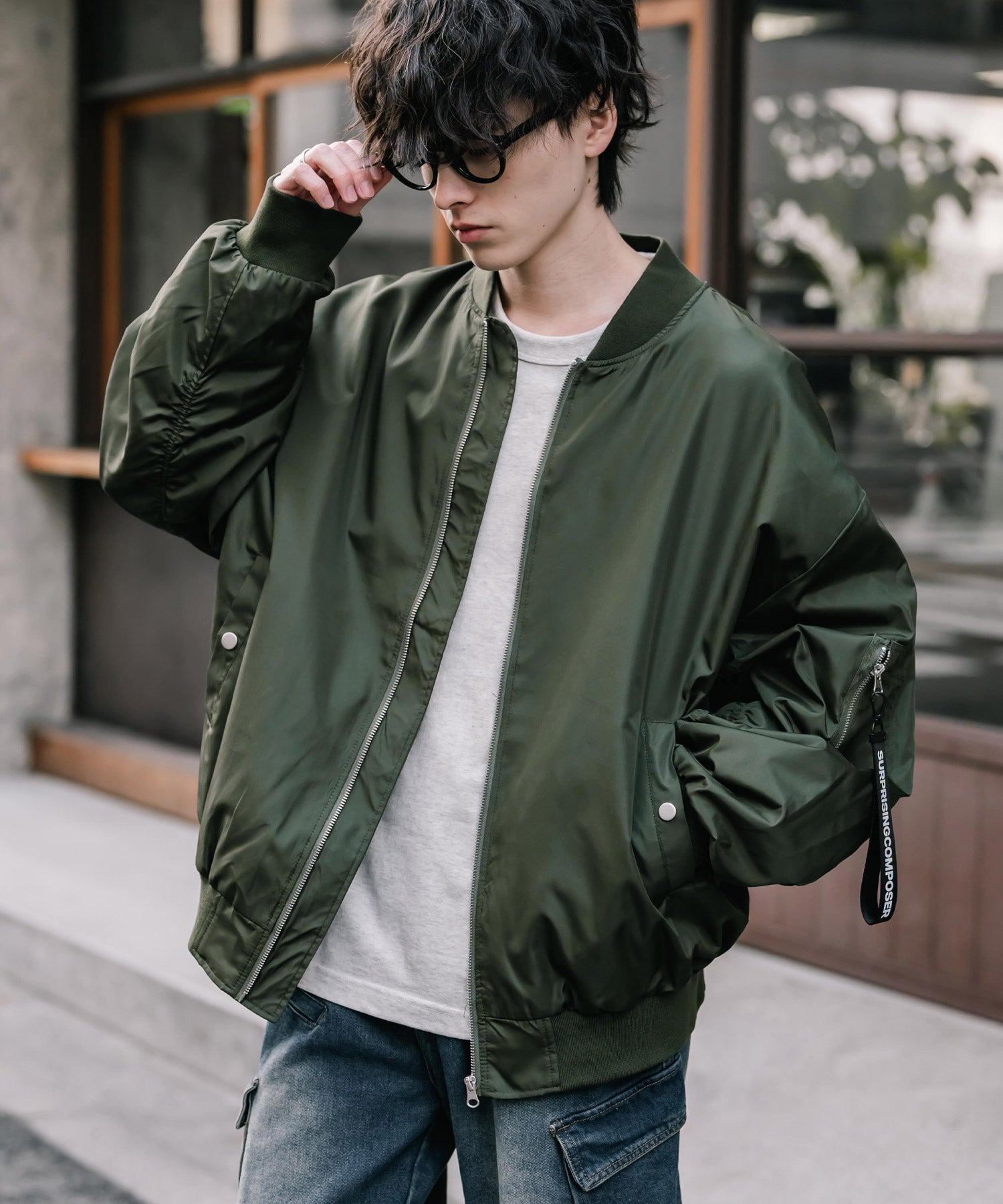 ロッキーモンロー Rocky Monroe MA-1 フライトジャケット ブルゾン 新色追加 メンズ レディース ライトアウター オーバーサイズ バルーンスリーブ 無地 撥水 DEWSPO 15293 （ホワイト） ホワイト
