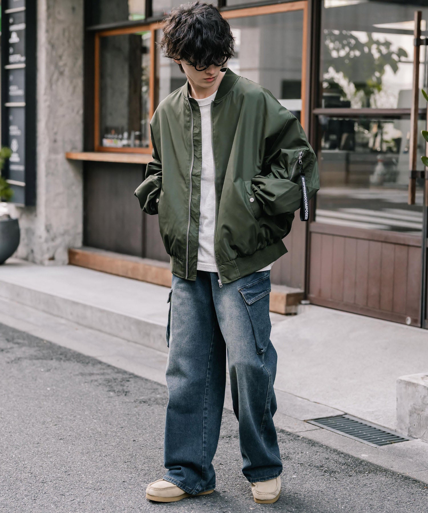 ロッキーモンロー Rocky Monroe MA-1 フライトジャケット ブルゾン 新色追加 メンズ レディース ライトアウター オーバーサイズ バルーンスリーブ 無地 撥水 DEWSPO 15293 （ホワイト） ホワイト