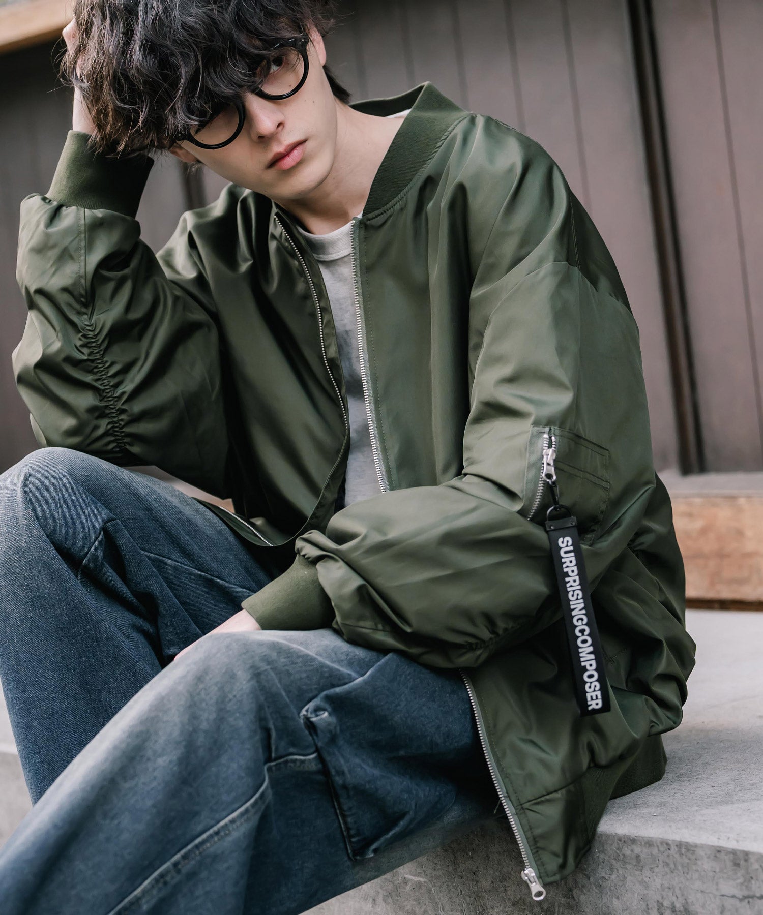 ロッキーモンロー Rocky Monroe MA-1 フライトジャケット ブルゾン 新色追加 メンズ レディース ライトアウター オーバーサイズ バルーンスリーブ 無地 撥水 DEWSPO 15293 （カーキ） カーキ