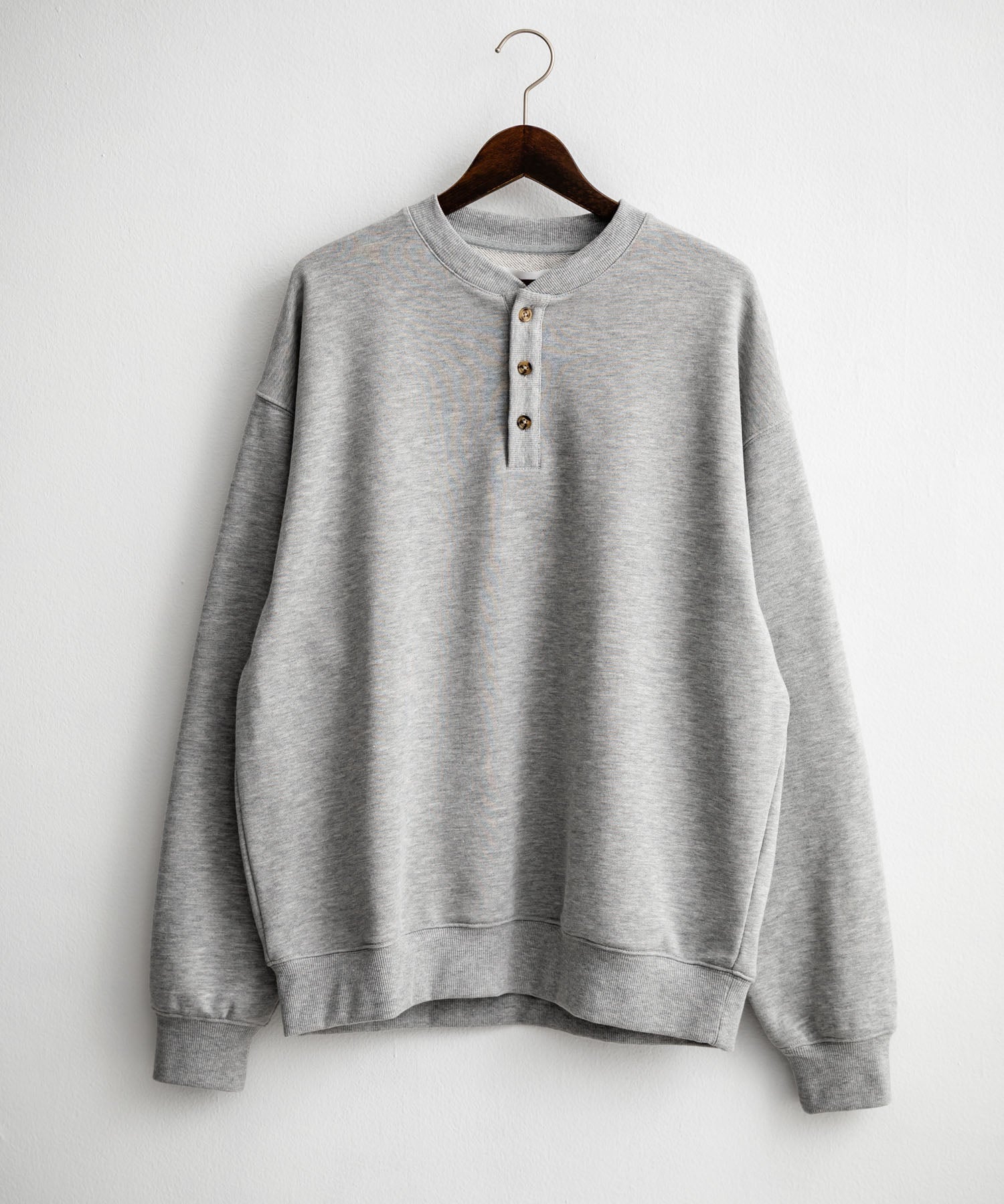 ロッキーモンロー Rocky Monroe トレーナー スウェット 裏毛 ヘンリーネック メンズ レディース 裏パイル 長袖 Tシャツ カットソー オーバーサイズ レイヤード セットアップ対応 15436 （ネイビー） ネイビー