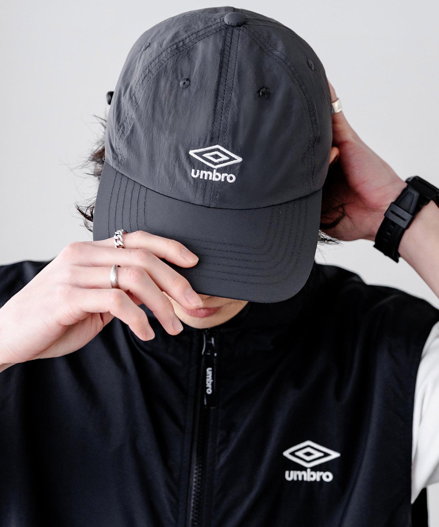 ロッキーモンロー Rocky Monroe UMBRO アンブロ 別注 ベースボールキャップ ローキャップ バンジーキャップ メンズ レディース 帽子 ナイロン 無地 アウトドア スポーツ 15351 （チャコール） チャコール