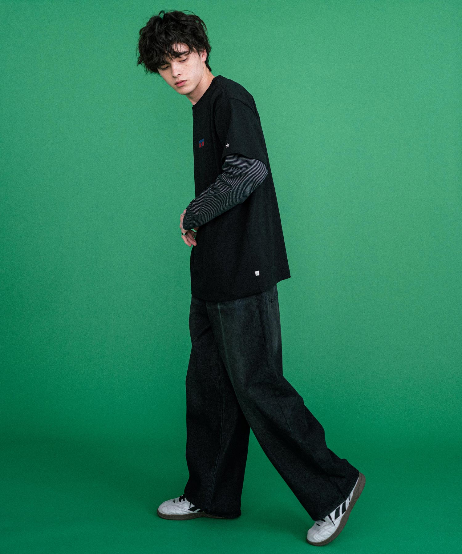 ロッキーモンロー Rocky Monroe CONVERSE コンバース ロゴT 半袖 メンズ カットソー Tシャツ プレートロゴ オーバーサイズ ルーズ リラックス カジュアル ストリート 15723 （49.ブラック） 49.ブラック