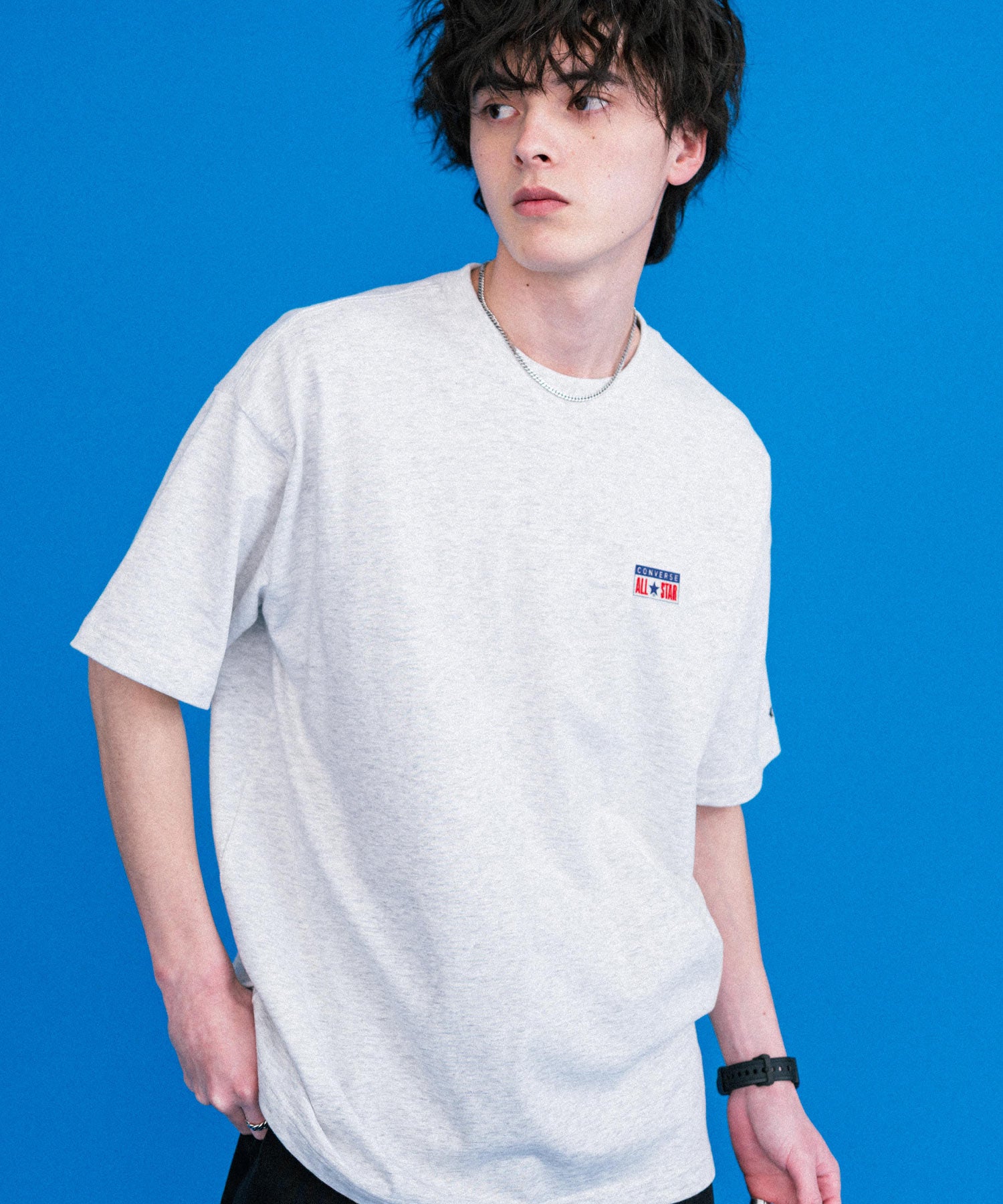 ロッキーモンロー Rocky Monroe CONVERSE コンバース ロゴT 半袖 メンズ カットソー Tシャツ プレートロゴ オーバーサイズ ルーズ リラックス カジュアル ストリート 15723 （49.ブラック） 49.ブラック