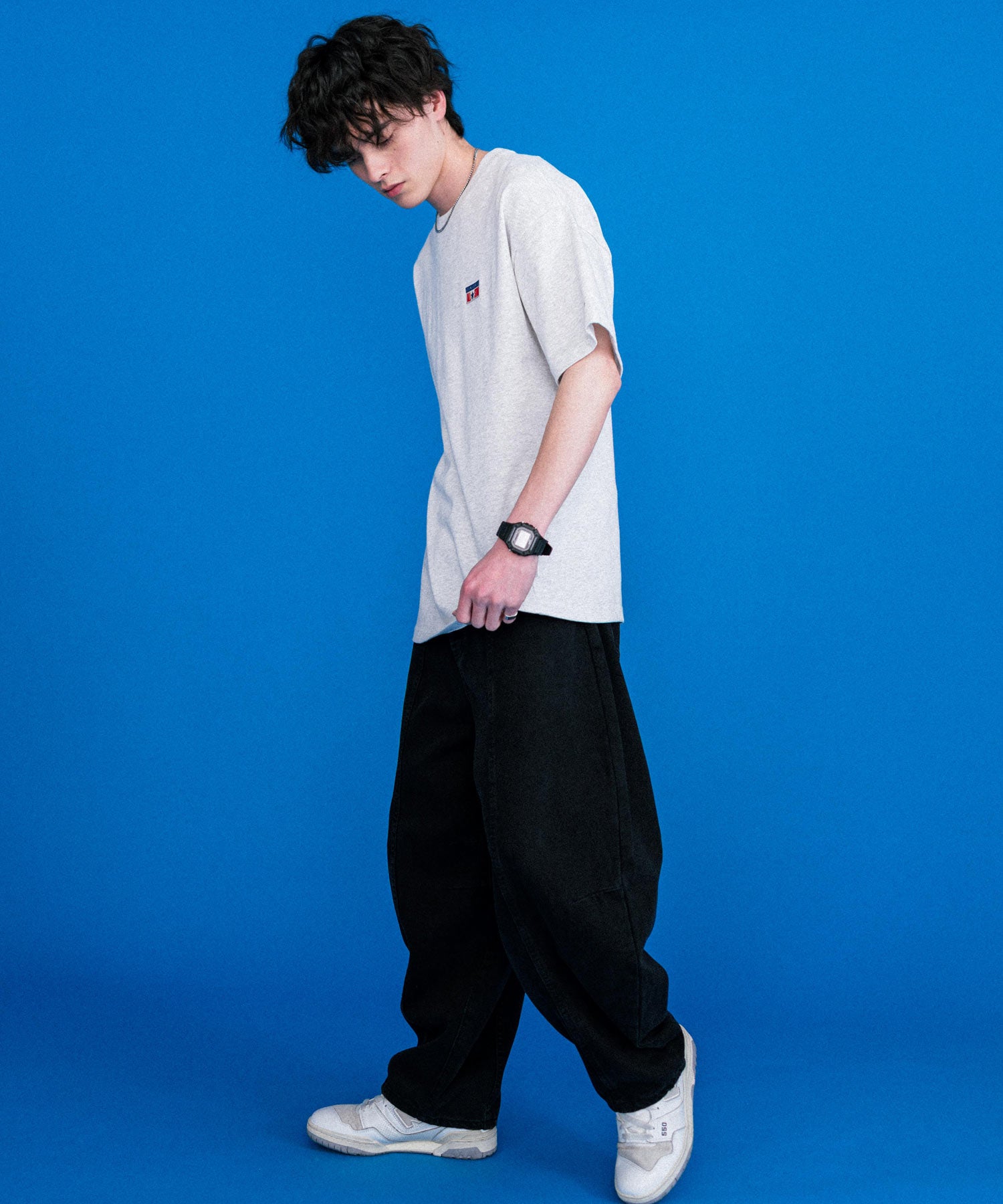 ロッキーモンロー Rocky Monroe CONVERSE コンバース ロゴT 半袖 メンズ カットソー Tシャツ プレートロゴ オーバーサイズ ルーズ リラックス カジュアル ストリート 15723 （49.ブラック） 49.ブラック
