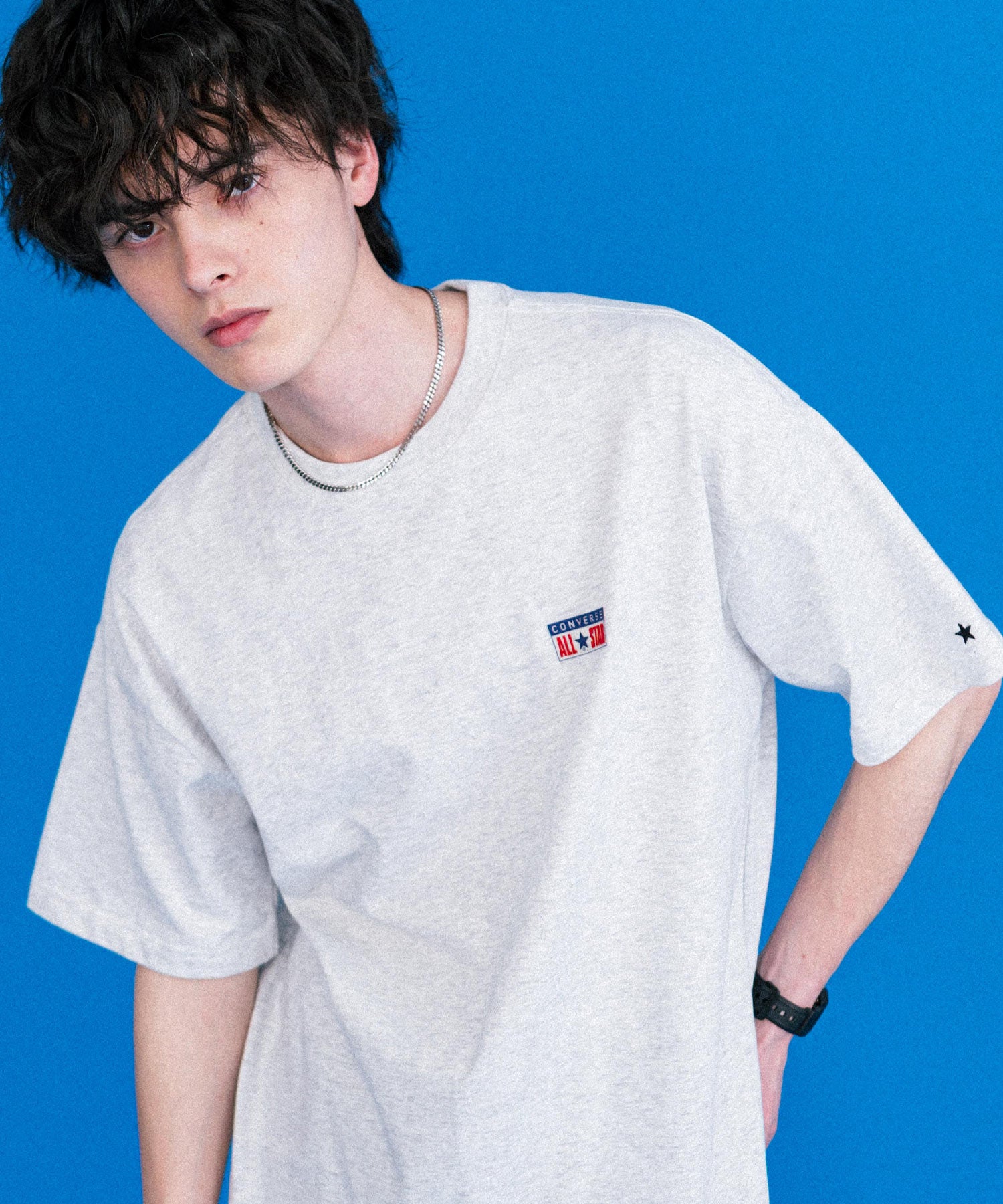 ロッキーモンロー Rocky Monroe CONVERSE コンバース ロゴT 半袖 メンズ カットソー Tシャツ プレートロゴ オーバーサイズ ルーズ リラックス カジュアル ストリート 15723 （49.ブラック） 49.ブラック