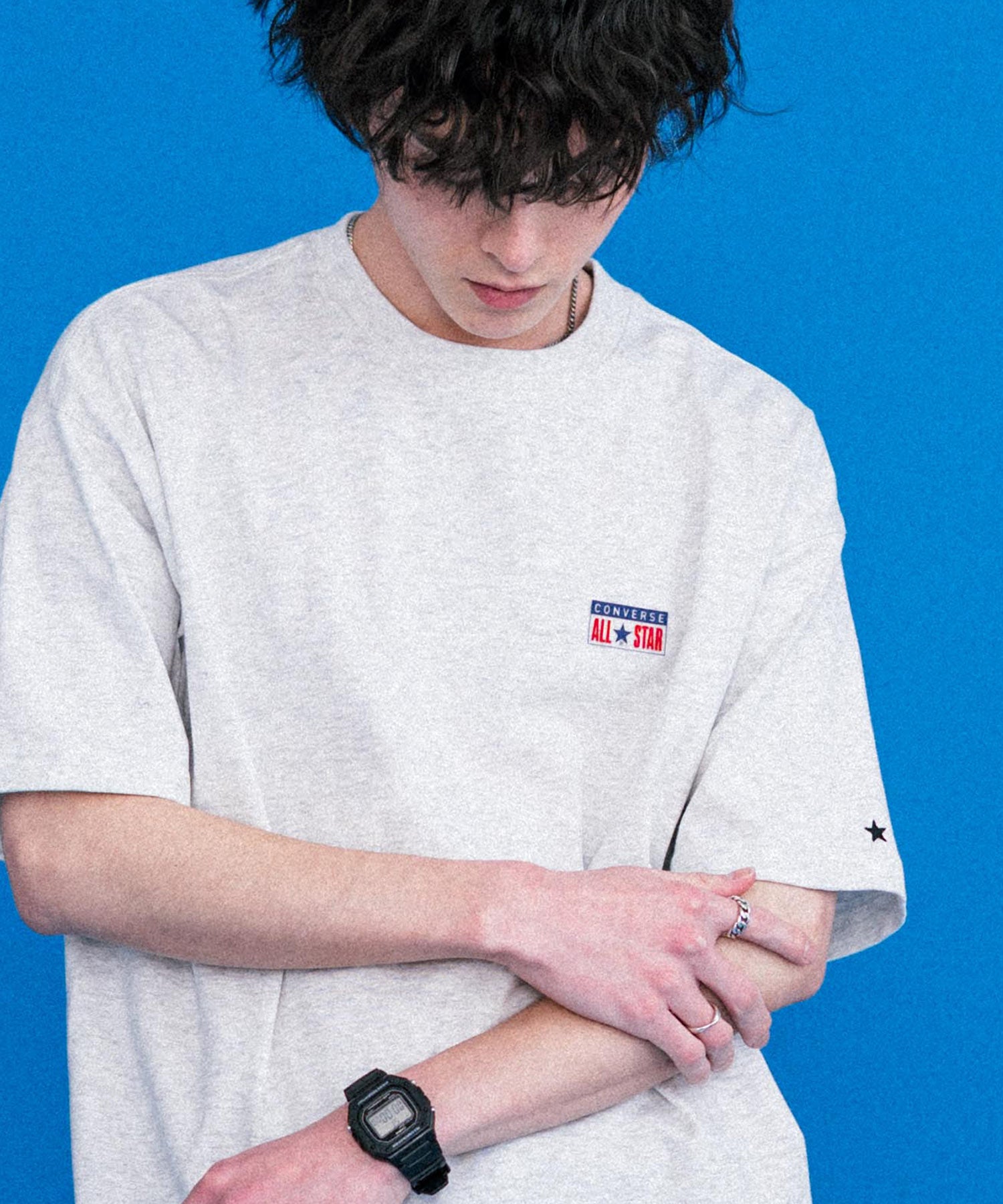 ロッキーモンロー Rocky Monroe CONVERSE コンバース ロゴT 半袖 メンズ カットソー Tシャツ プレートロゴ オーバーサイズ ルーズ リラックス カジュアル ストリート 15723 （49.ブラック） 49.ブラック