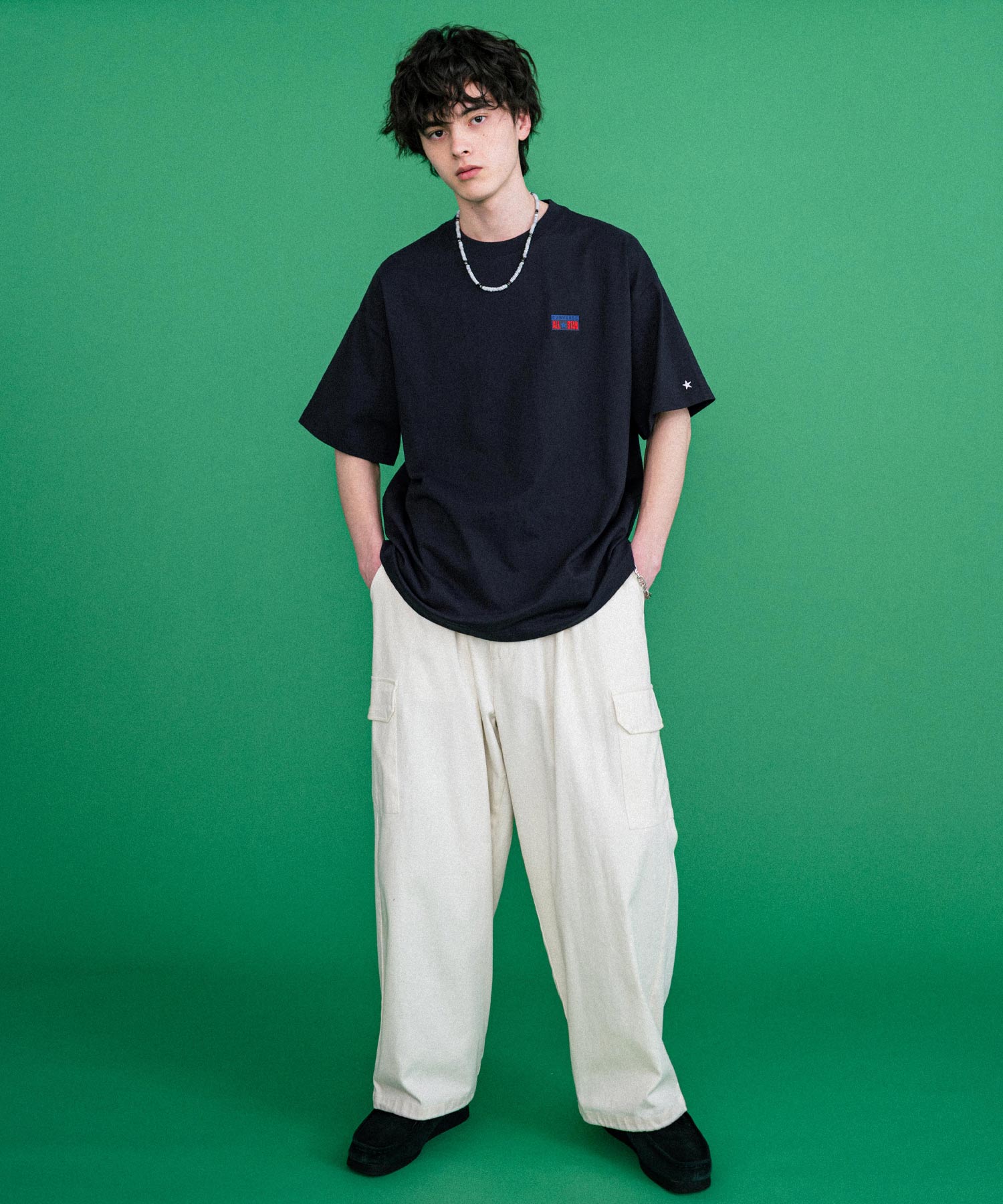 ロッキーモンロー Rocky Monroe CONVERSE コンバース ロゴT 半袖 メンズ カットソー Tシャツ プレートロゴ オーバーサイズ ルーズ リラックス カジュアル ストリート 15723 （49.ブラック） 49.ブラック