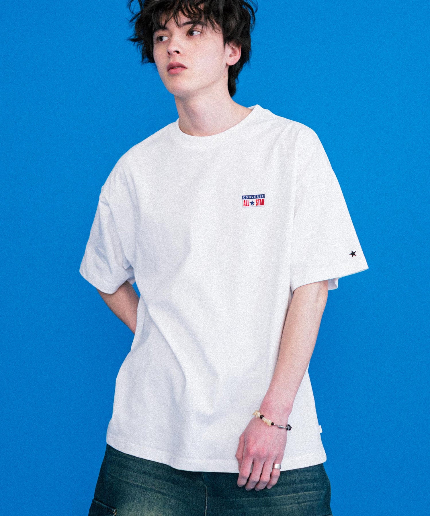 ロッキーモンロー Rocky Monroe CONVERSE コンバース ロゴT 半袖 メンズ カットソー Tシャツ プレートロゴ オーバーサイズ ルーズ リラックス カジュアル ストリート 15723 （49.ブラック） 49.ブラック