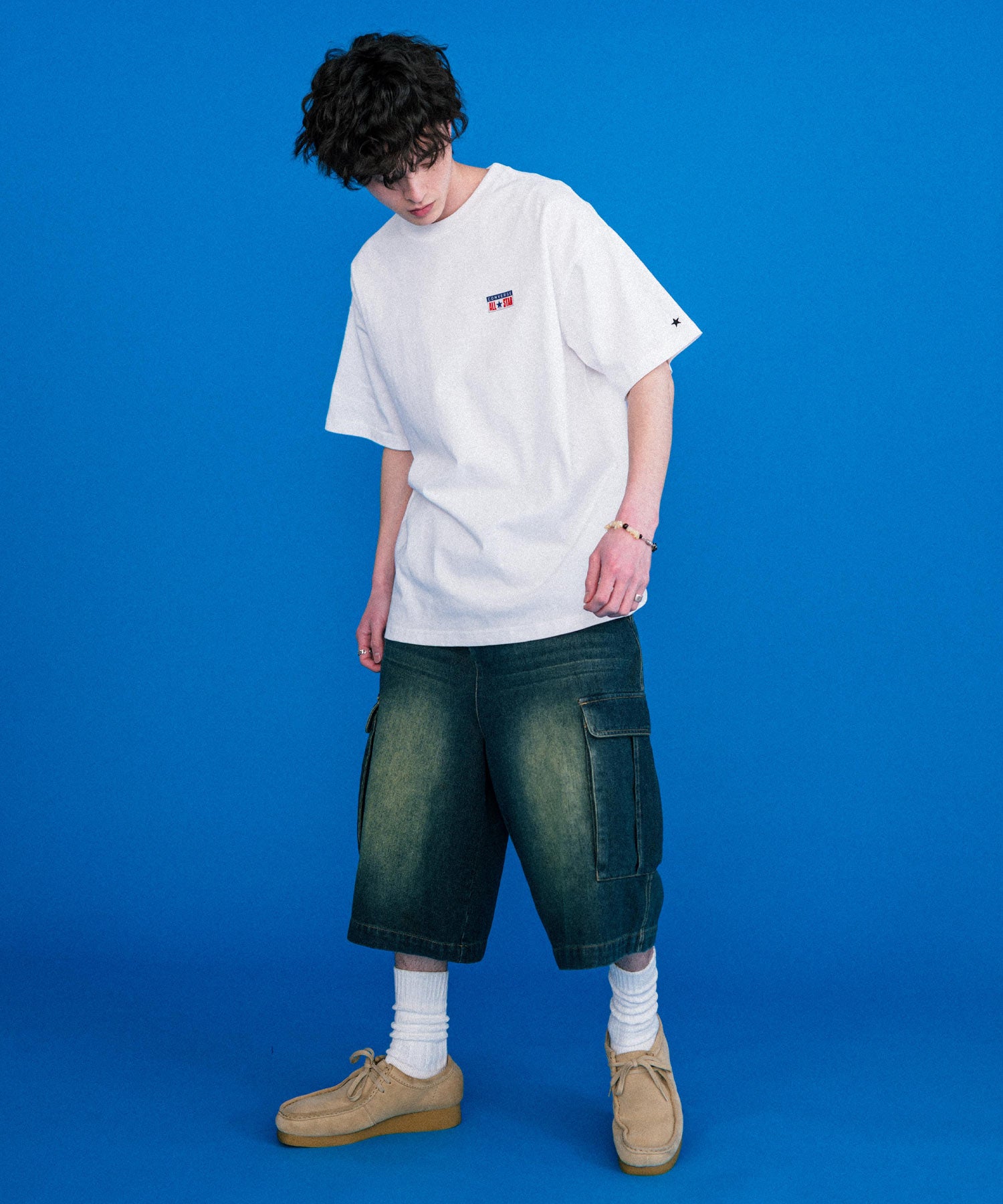 ロッキーモンロー Rocky Monroe CONVERSE コンバース ロゴT 半袖 メンズ カットソー Tシャツ プレートロゴ オーバーサイズ ルーズ リラックス カジュアル ストリート 15723 （49.ブラック） 49.ブラック
