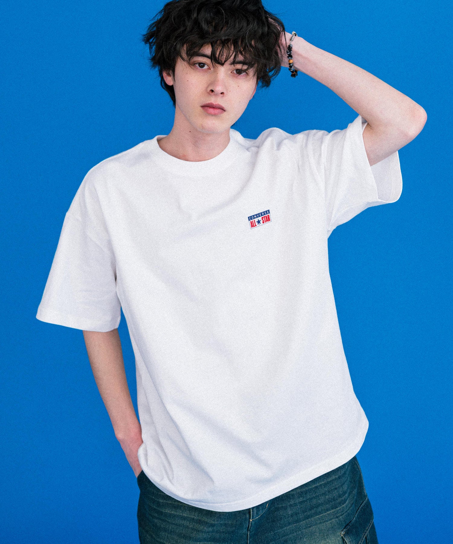 ロッキーモンロー Rocky Monroe CONVERSE コンバース ロゴT 半袖 メンズ カットソー Tシャツ プレートロゴ オーバーサイズ ルーズ リラックス カジュアル ストリート 15723 （49.ブラック） 49.ブラック