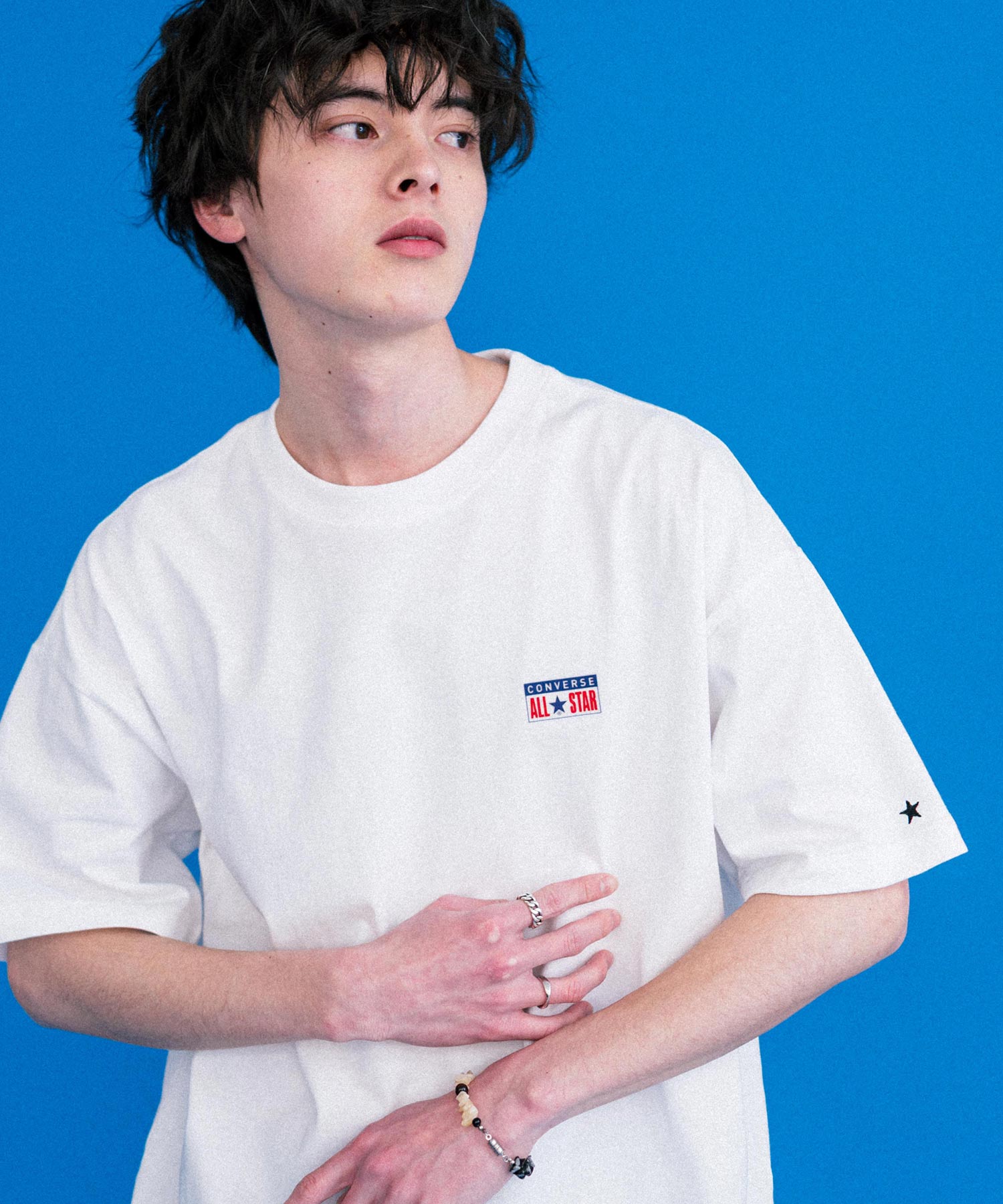ロッキーモンロー Rocky Monroe CONVERSE コンバース ロゴT 半袖 メンズ カットソー Tシャツ プレートロゴ オーバーサイズ ルーズ リラックス カジュアル ストリート 15723 （9.ホワイト） 9.ホワイト