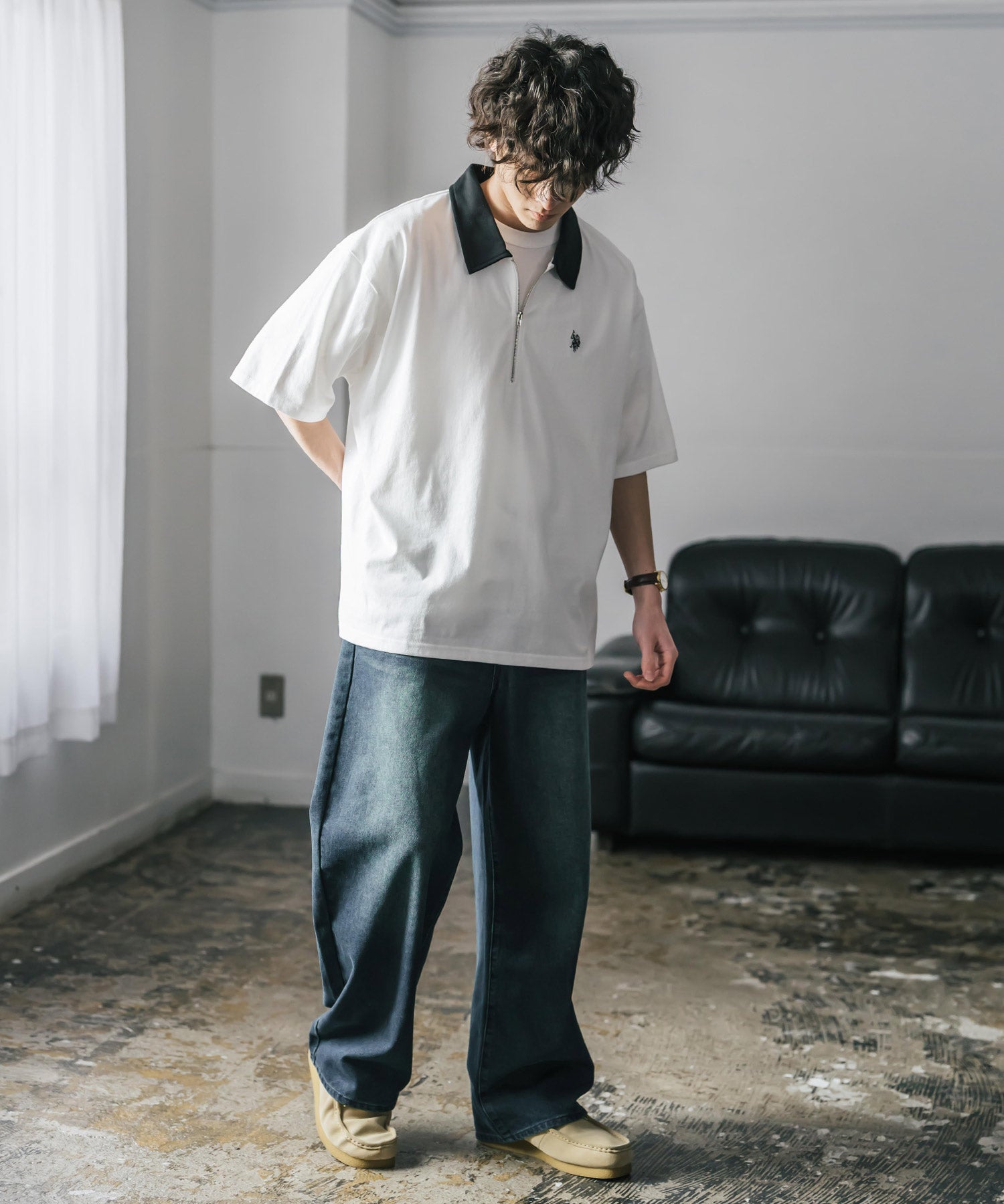 ロッキーモンロー Rocky Monroe U.S. POLO ASSN. ポロシャツ ハーフジップ 半袖 メンズ レディース 新色追加 天竺 ロゴ刺繍 無地 クレリック ゴルフ 別注コラボ 15426 （ワイン） ワイン